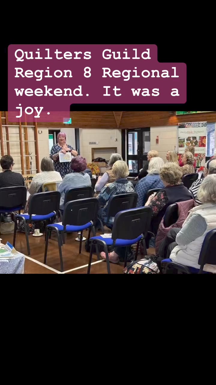 I was delighted to be invited to Region 8 of the Quilters Guild, Regional Weekend, giving a talk on My Adventures in India and teaching a workshop today. It was all lovely. Thank you for making me feel so welcome. Special thanks to Yvonne Romain and for putting me up and feeding me and to all the ladies who helped to unpack my car etc. I had a very enjoyable evening with you