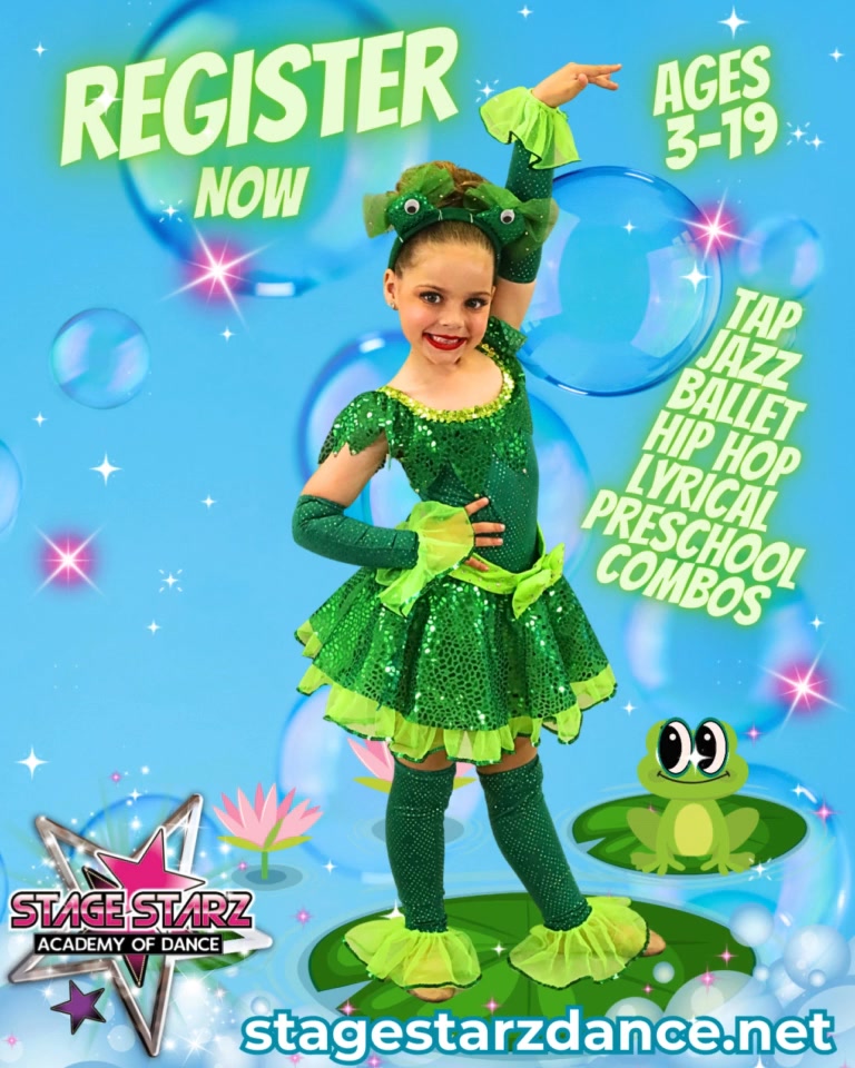 STAGE STARZ ACADEMY OF DANCE
HURRY! Classes start MONDAY!
🤩Register now for our fall classes!🤩
🌟 Easy online enrollment on our website at stagestarzdance.net 🌟
Classes for Preschool thru Advanced
Ages 3-19
Tap, Jazz, Ballet, Pointe, Lyrical, Contemporary, Competition Teams, Preschool Combos, and More!
6800 Lewis Avenue
Temperance, MI
For more information:
Visit: stagestarzdance.net
Email: stagestarzdance@aol.com
Text: 734-497-3740
Classes begin the week of September 8th! Register now. Younger classes are filling quickly! We hope to meet you soon! 🙂