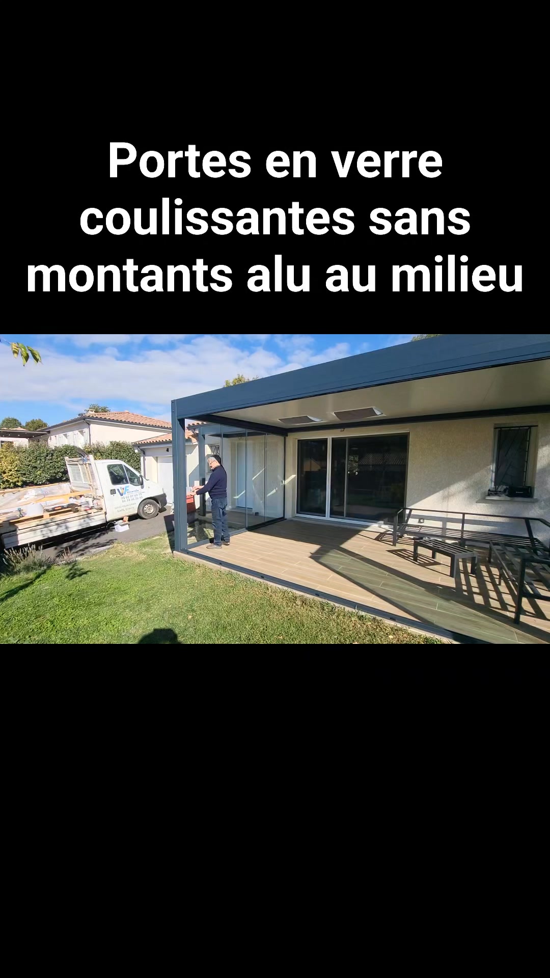 Portes en verre coulissantes sans aucun montant en aluminium ! Une transparence totale...élégant, esthétique, pratique, sans motorisation, lumineux... le top du top ! 🌳🍀☀️