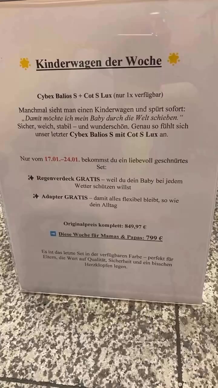 ✨Letzte Chance✨
Unser Kinderwagen - der - Woche - Aktion läuft nur noch bis Samstag- und der aktuelle Favorit ist ein echtes Highlight für alle, die Komfort, Stil und Alltagstauglichkeit lieben.
Jetzt ist der perfekte Moment!
Komm vorbei im Babyhaus Dessau oder schreib mir direkt - ich berate dich gern und sichere dir das Angebot, solange es läuft.💛🛒
#kinderwagen #babyhausdessau #familytime❤️ #familienglück #baby