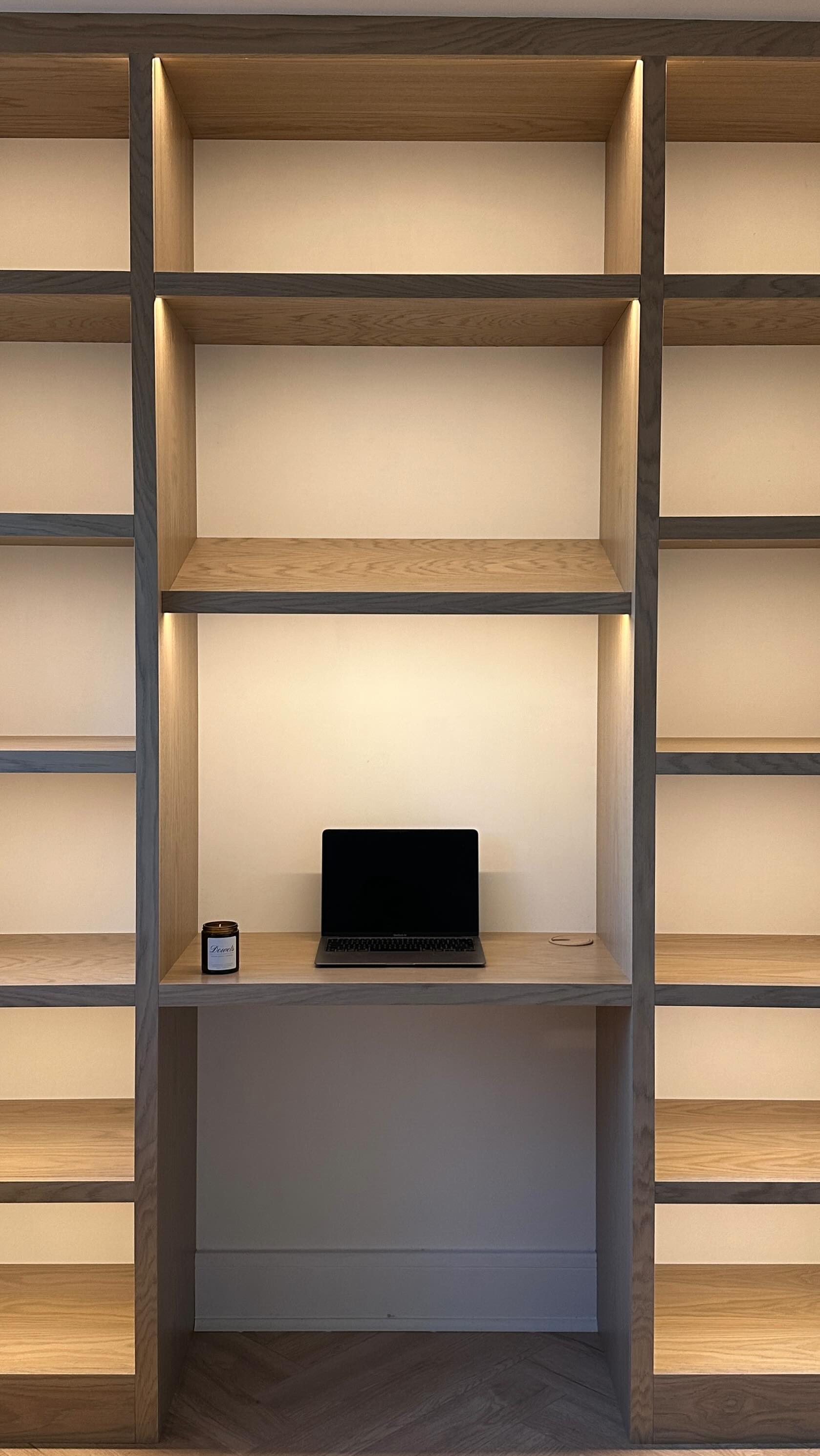 Continuing the design aesthetic from our previous alcove units, incorporating oak veneer and matching oak veneer stain for a cohesive look. Open shelving will indeed enhance the modern and airy feel of the home office while providing ample working space.
More to come……
.
.
.
.
.
.
.
#homeoffice #home #homedecor #homedesign #officedesign #business #officedecor #homesweethome #bespoke #interior #interiors #interiordesign #decor #decoration #madetomeasure #joinery #workfromhome #dowels