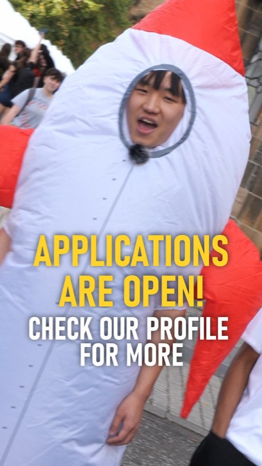 COME SEE US TODAY! 🚀
We're at this year's SRC Welcome Fair, you won't miss us - just look for the big pointy things 😎
Applications will open today, so come along with any questions you have! ✒️
#thinkbiggobeyond #stem #space #rocket #engineering #science #engineer #rocketscience