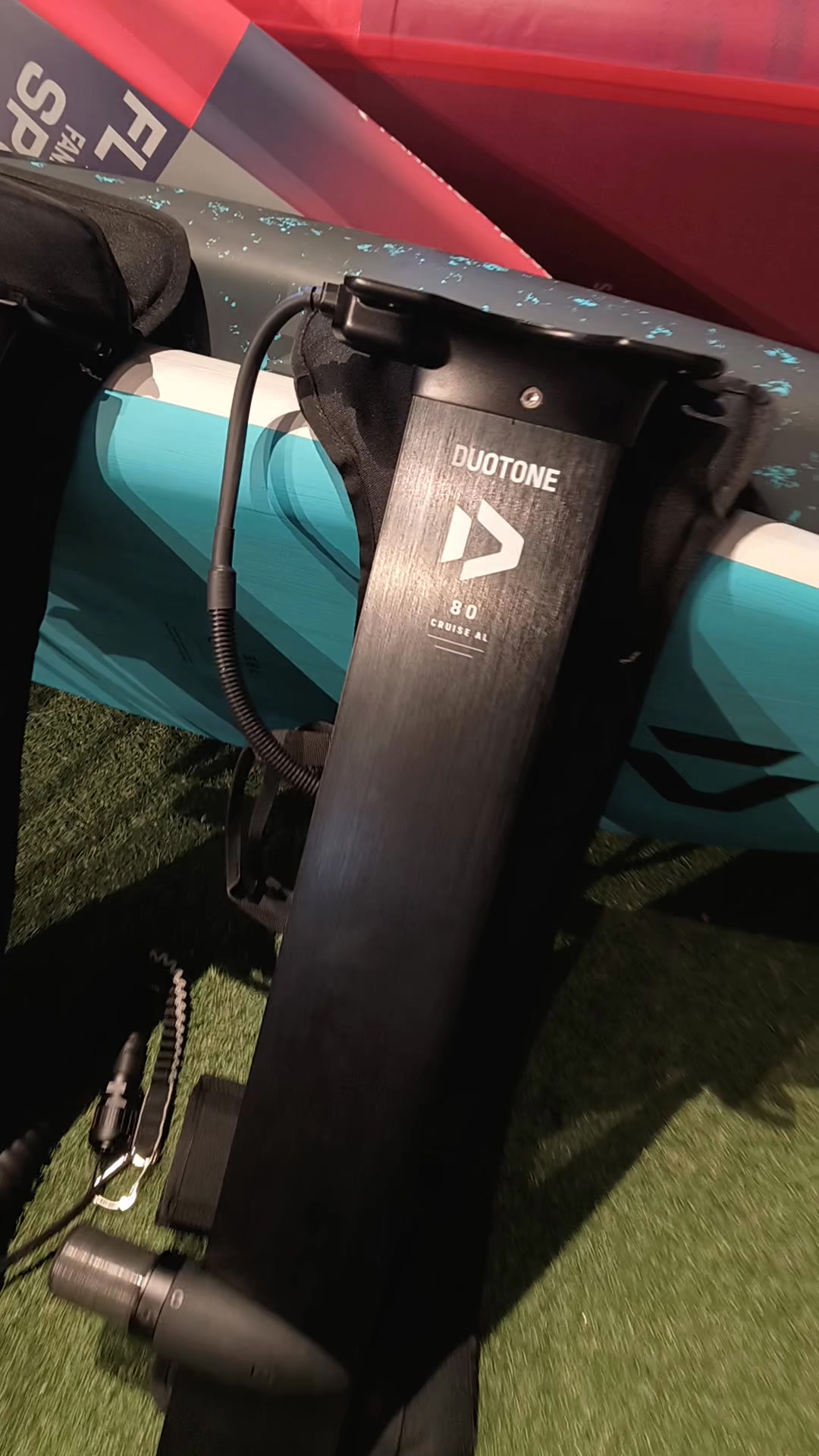 Duotone Foildrive and Foilassist can be installed on any board with a double US foil. track. Fly High Sports