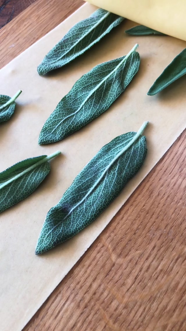 Soft sage leaves, pressed between two sheets of pasta dough and sheeted through the pasta machine. That’s the whole trick.
No special tools, no precision placement needed — just lay the leaves down, cover with a second sheet, and as this gets fed through the pasta machine the beautiful detail on the leaves starts to shine through the dough.
#freshpasta #handmadepasta #homemadepasta #pastamaking #laminatedherbs