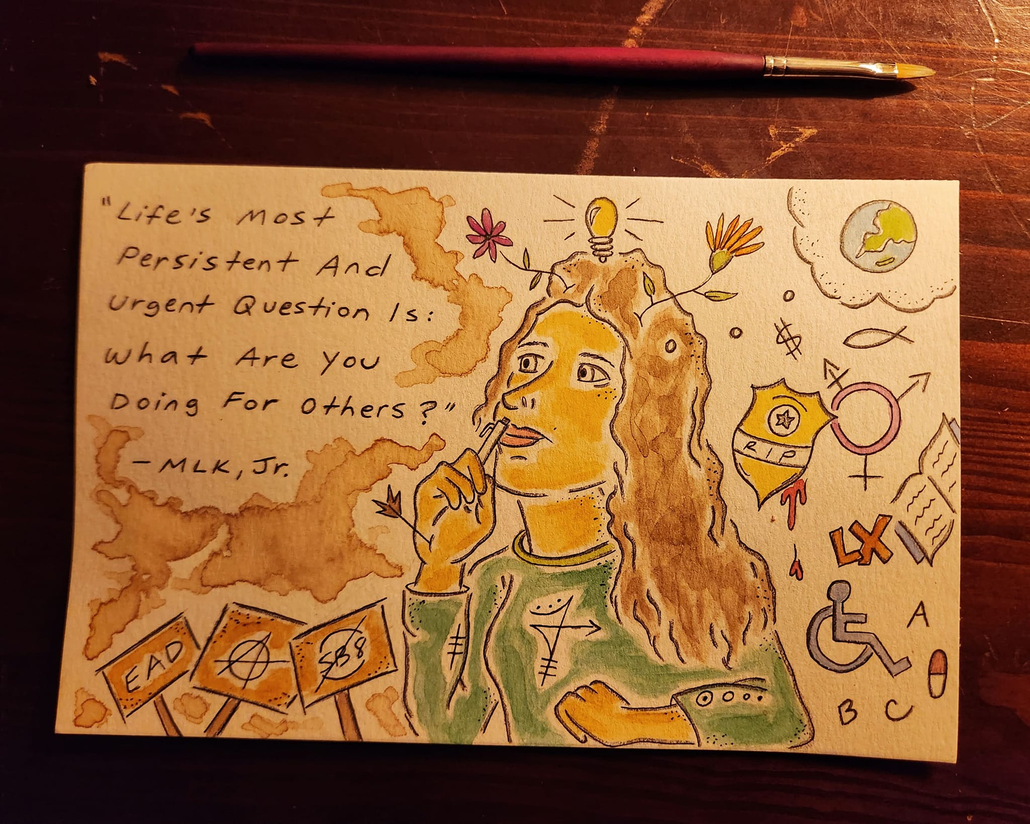This week's EAD training: I've completed Diversity, Equity & Inclusion workshops before, but nothing like this one. Wow... This is the kind of training that shifts your perception of the world & leaves a lifelong impact 🌎 Grateful TNC invests in this type of education 🙏🏼❤️ Today is "show & tell," and I decided to sketch about the experience. A quick doodle to commemorate the experience 🎨 #art #staining #drawing #sketch #doodle #sketchbook #sketching #watercolor #artwork #artistsoninstagram