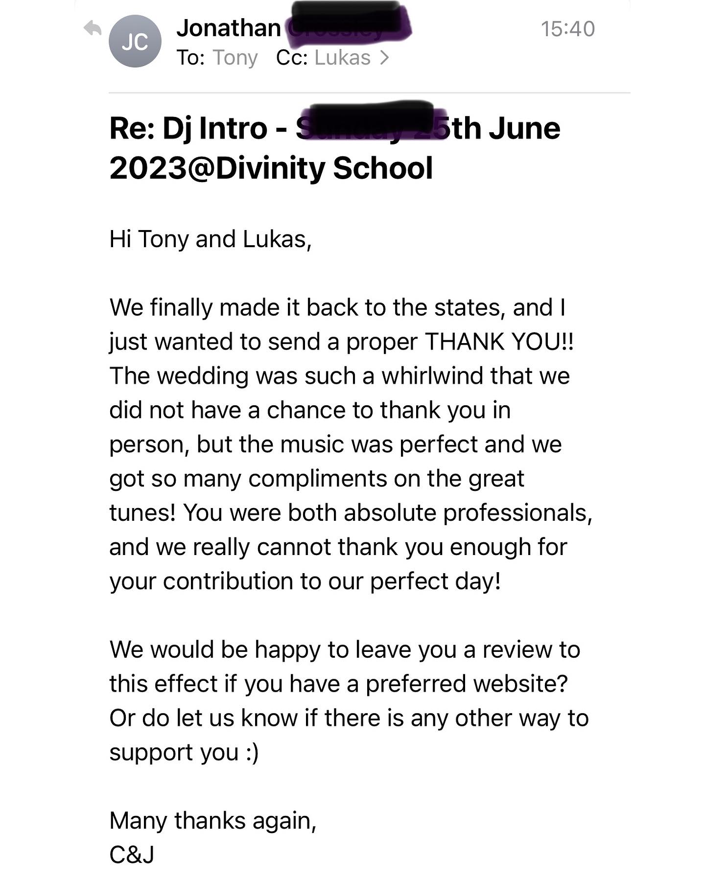 It’s the little things, right? That’s what we do…… To make the big days a blessing. @lukekosardj came with the tools to unlock the evening, with love and a smile…. #sugarbumpsdjs #sugarbumps #oxfordshire