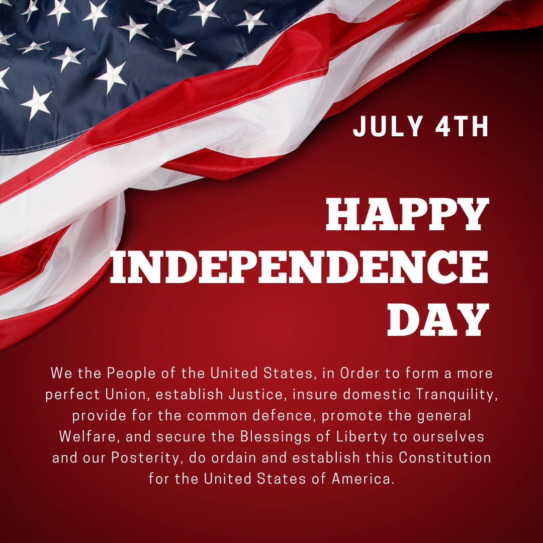 Happy Birthday, America! It's important to always remember the foundations of our country. May these first few words of our Constitution be a gentle reminder that we live in the greatest country on earth!
