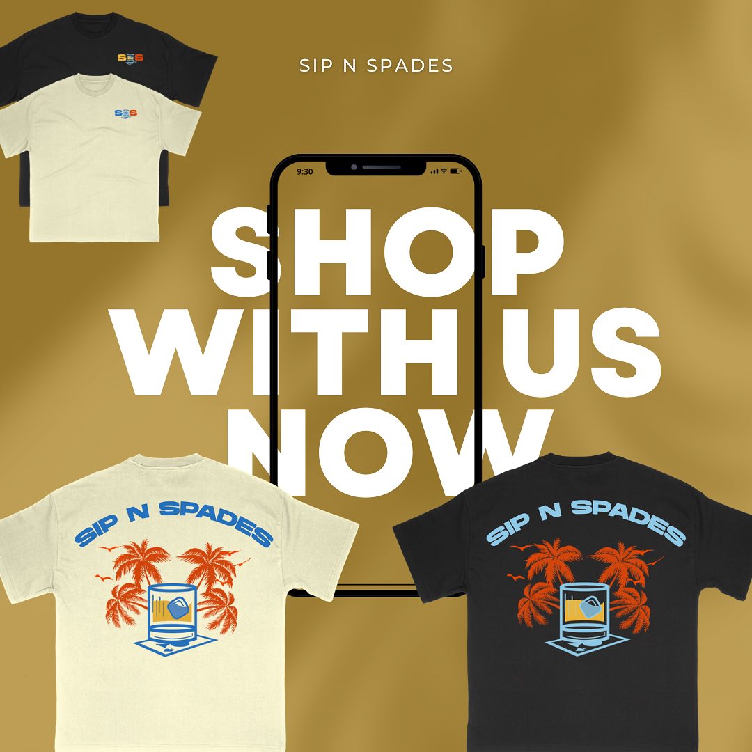 🗣👕 We are thrilled to announce the grand opening of our Sip N Spades Merch Store on Shopify! Hit the link in our bio to get your hands on some of our SNS gear while supplies last! Be sure to check out our new signature Summer 23' tees available in black and cream and stay tuned for more retro drops and new releases! #SipNSpades #Spades #Merch #GraphicTees #shopify