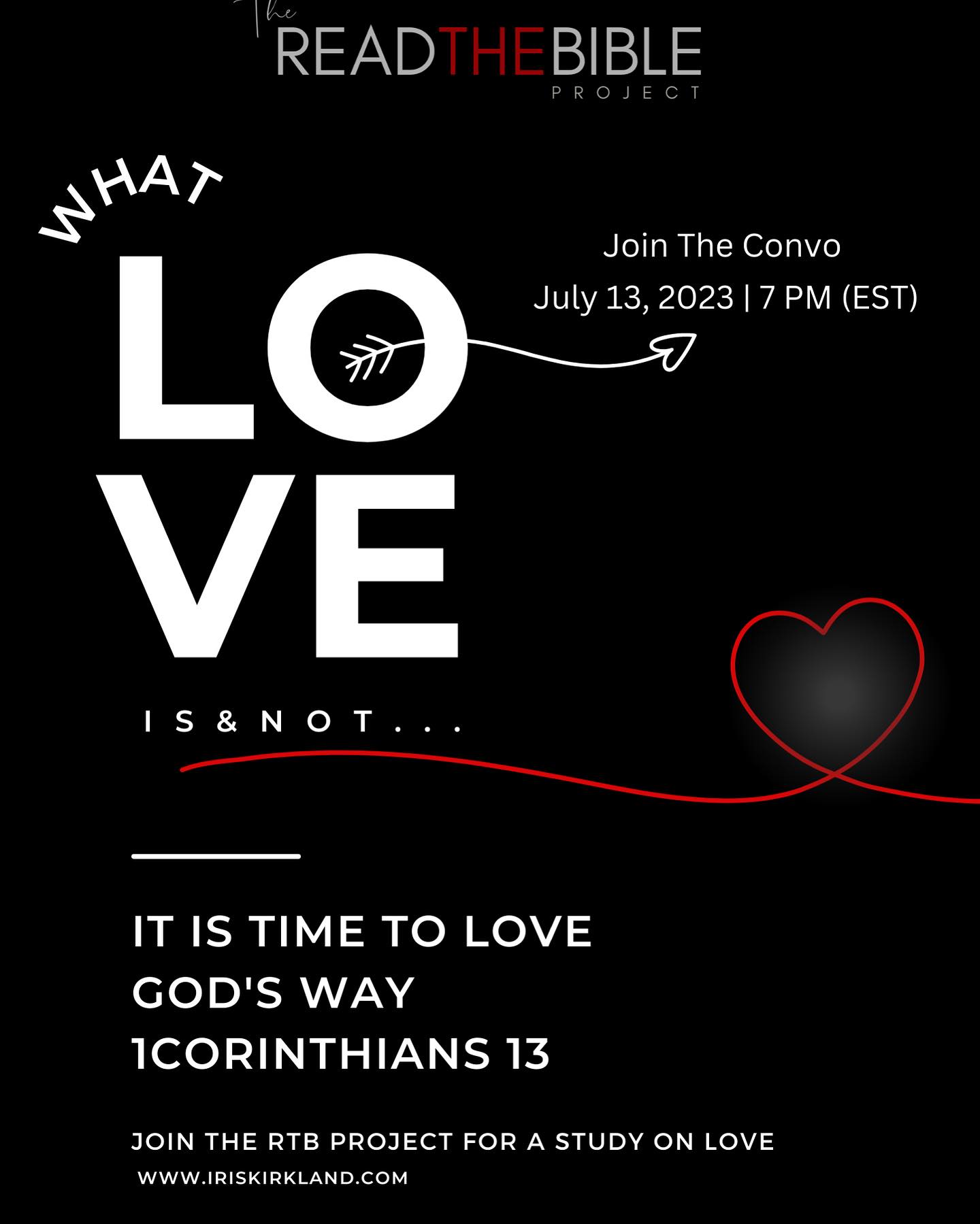 The conversation continues and it’s not too late to join us every Thursday night at 7pm (EST). Signup for more information at www.iriskirkland.com