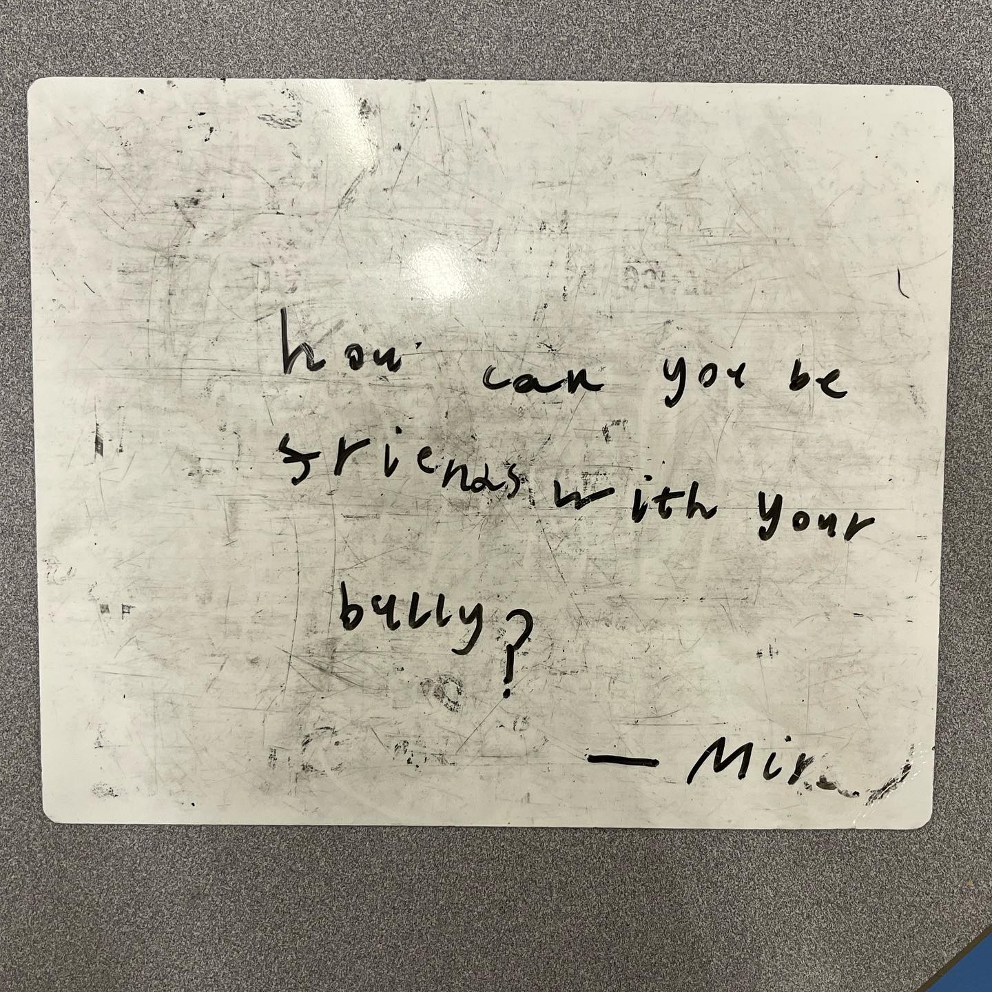 Questions from my KS1 philosophy club at Malin Bridge Primary: “How can you be friends with your bully?” #p4c