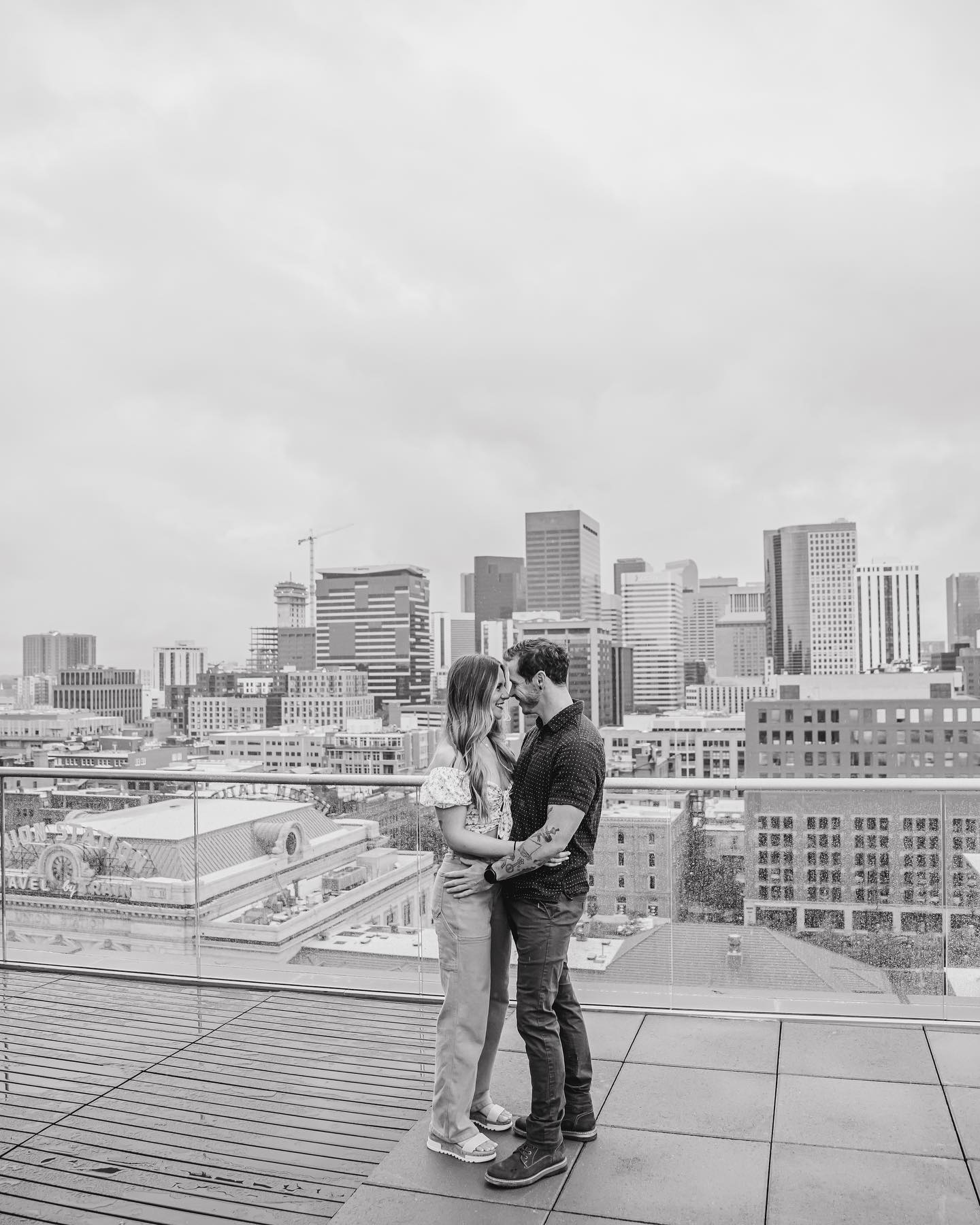 Downtown Denver engagement sessions are better in black & white.
I am way beyond excited for John + Kristen's mountain wedding in a few weeks - their venue @thebarnatsunsetranch is INCREDIBLE! 🤍
Fun fact! John still has the receipt Kristen wrote her phone number on when they first met 🥹
