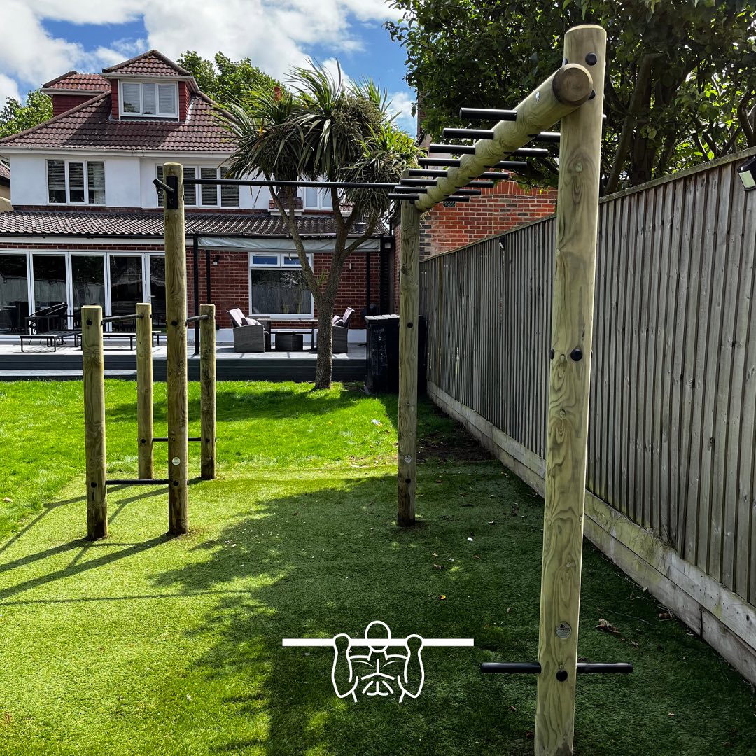 Pull up, dip and monkey bar installed for @cj.reynolds who was the ultimate host providing us with great coffee and bacon sandwiches! Looking forward to seeing this incorporated into your future workouts! #hittraining #gardengym #outdoorgym #pullups #monkeybars