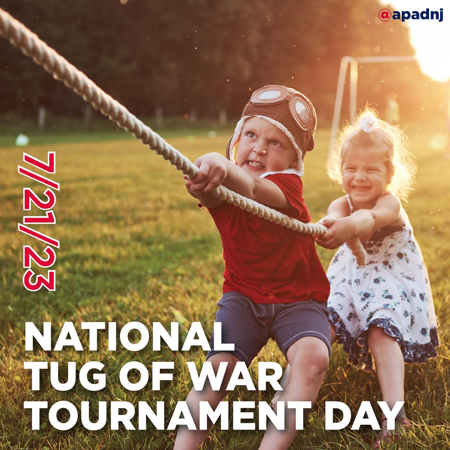 Tug of War is a game split into two teams and the last one standing wins!
Historians think some version of tug of war has been played for many centuries, all the way back to both ancient Egypt and ancient China. Today, formal organizations play by set rules, with eight people to a team and a muddy “moat” between them. The goal is to pull the rope at least four meters or cause the opponents to fall down (and hopefully get very muddy!).
Tug of War is a fairly simple game that can be played almost anywhere, without much equipment to speak of, other than just a long and heavy rope. In modern times, the game of Tug of War has been shown as a display of strength at various outdoor camps, sports competitions, community festivals, family reunions or other events. The game seems to be the most fun when the teams are evenly matched in strength and size.
The world record for a single tug-of-war stands at 1,574 participants.
#nationaltugofwartournamentday