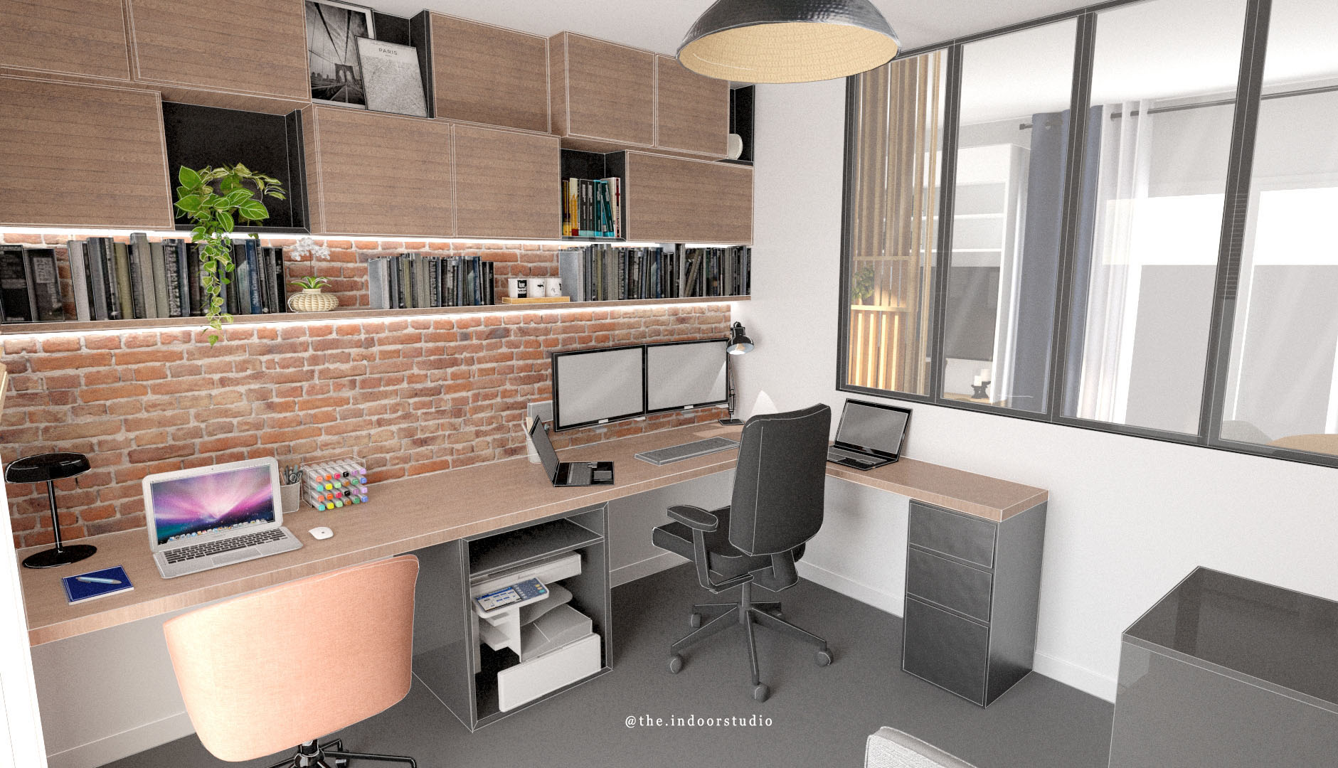 . Bureau/Chambre d'amis .
Rendu 3D du projet S.
Aménagement du bureau/Chambre d'amis de 9m2 dans un style industriel avec des rangements muraux fermés et quelques niches ouvertes de tailles différentes pour créer du dynamisme à la pièce. Mix and match idéal : bois et métal, des touches de noir pour un intérieur de caractère avec un mur aux briques apparentes et un revêtement sol en époxy gris pour un esprit loft. ✨
#tendances #matériaux #home #interieur #architecturedintérieur #interior #design #interiordesign #amenagementinterieur #architectedinterieur #deco #designdinterieur #agencement #bureau #texture #matières #espaces #décoration #sketchup3d #3dmodeling #bois #metal #bordeaux