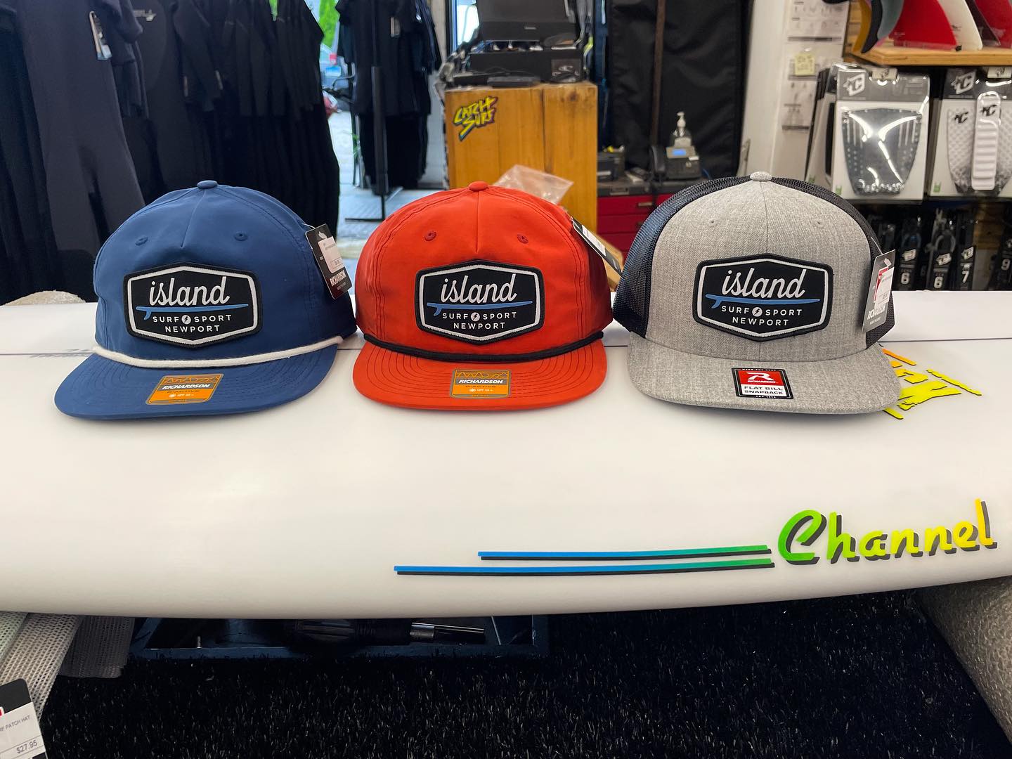 NEW IN~ Island Surf & Sport surfboard logo hats! Flat bill snapback & trucker styles.
•
•
•
•
#surf #islandsurfandsport #newport #rhodeisland #surfshop #shoplocal
