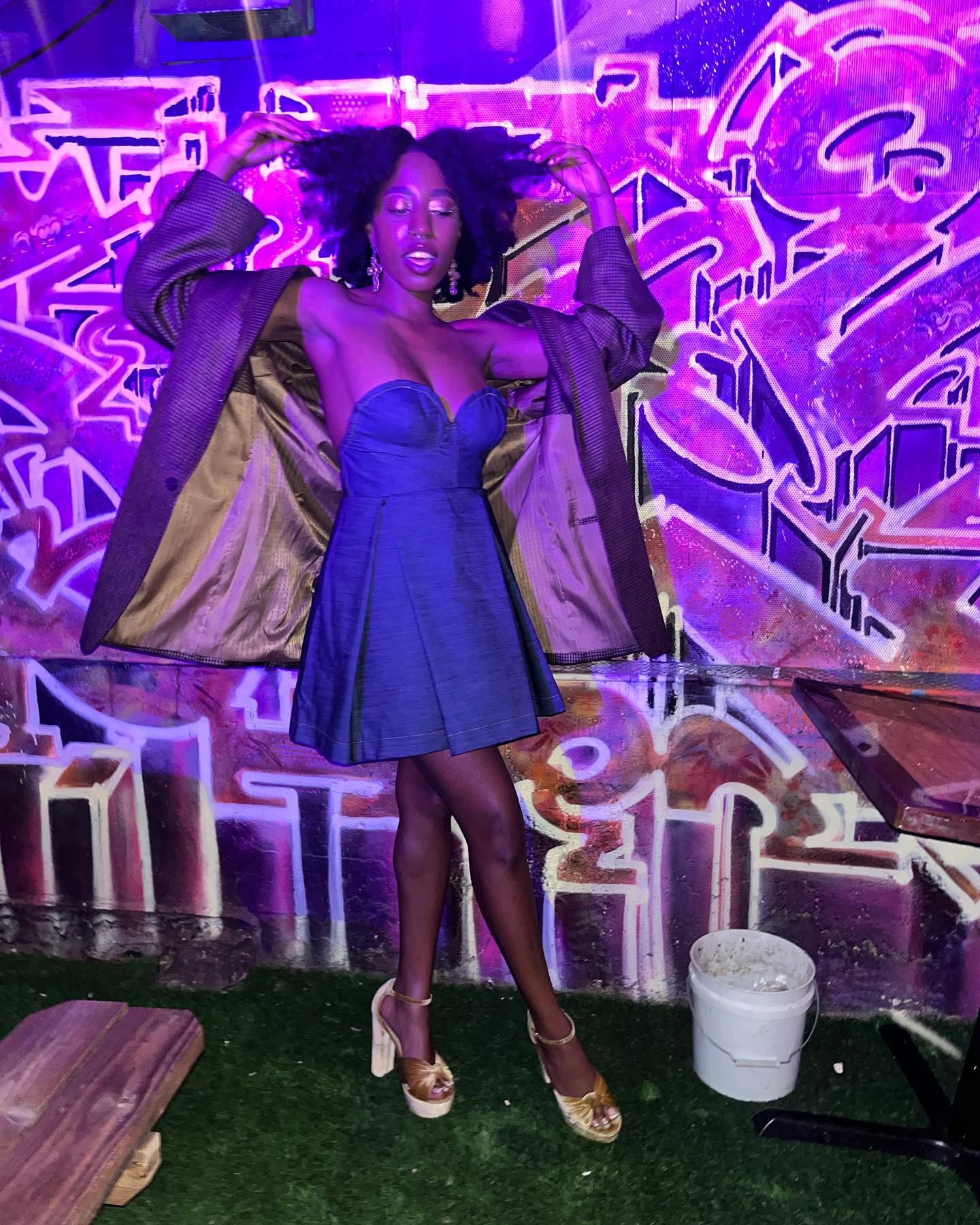 @xo_jenell in our Denim Babydoll
.
This weekend we attended the @vile.honey fashion show in SF!! Thanks for having us!