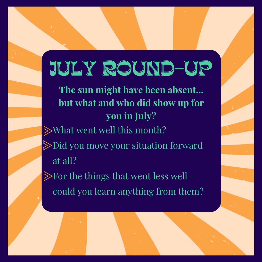 July round-up and some things to reflect on for the past month…
•
#reflection #monthlyreview #personaldevelopment #lifecoaching #yourlifeandwellnesscoach #personalcoach