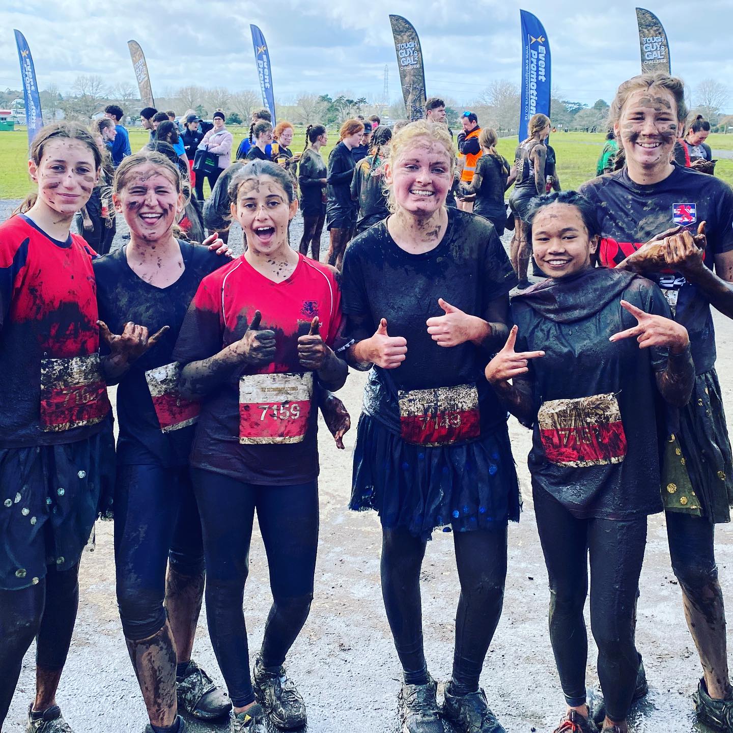 Tough Guy Tough Gal challenge 2023. 6kms of muddy terrain, hurdles, ponds, barriers and nets traversed! #toughguytoughgalchallenge #mahu #mahurangicollege #winter2023