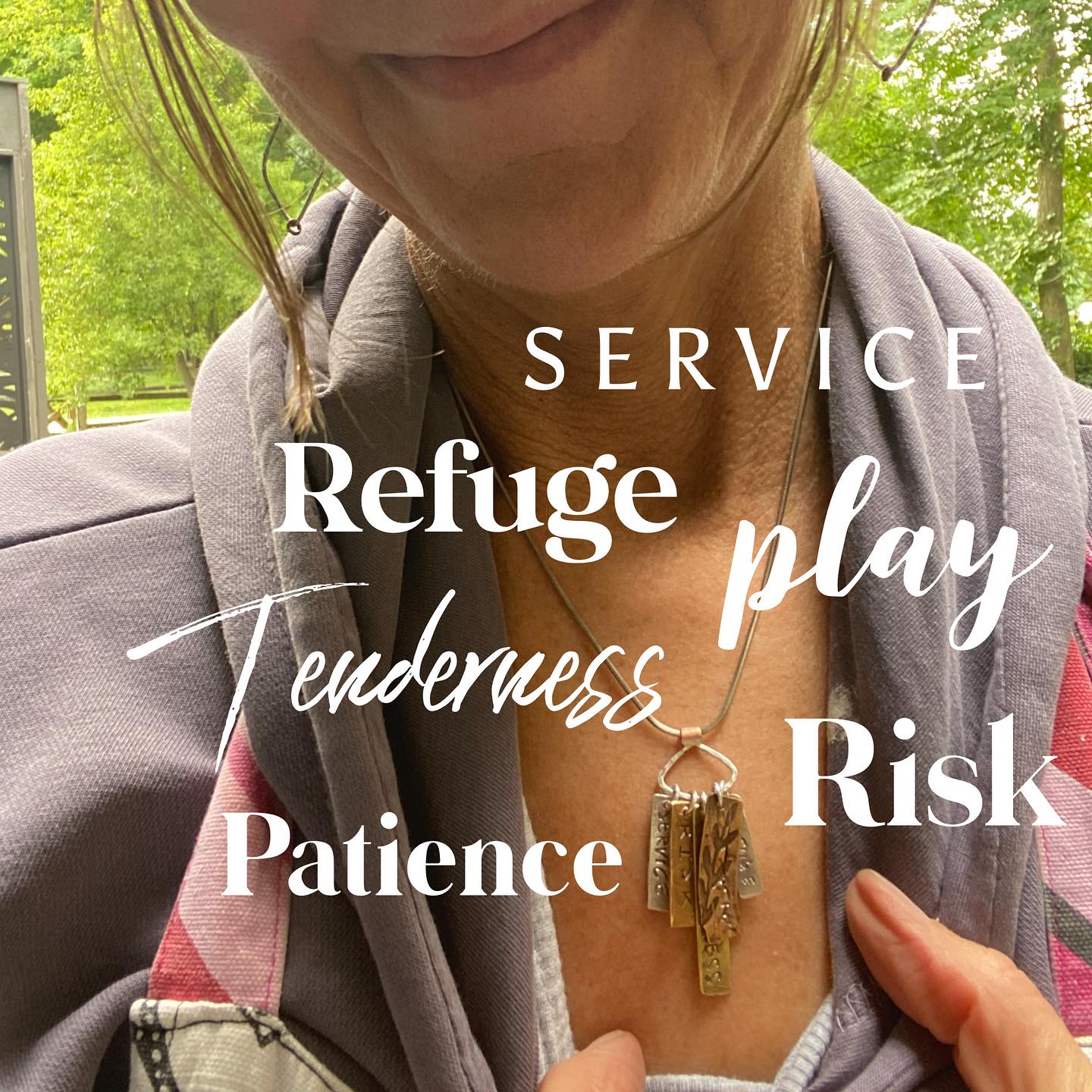 I recently clarified my values while decluttering some of my recent “should”-ing. Doing this creates a “map” for navigating through life. Choice points become easier. Is this “x” adding to or taking away from my values? Is it getting me to what I want to feel?
I’ve spent almost a month exploring how my body , heart and mind responded to words. Lots of writing about who I was at 20, 30, 40, etc…and then holding space for myself to pause, breathe and be with the now me. The person I’ve grown into.
Here’s what’s surfaced.
Tenderness for all my words, actions and thoughts about myself.
Risk because almost all of my “big” choices that shifted my life’s journey, connected me to incredible people and places were the unexpected choice. No moo.
Play every day- to keep my creative energy flowing and practice not being so serious and or perfect.
Refuge is a constant and absolute non negotiable for my well-being. This is my time and space for physical, spiritual, emotional, mental, creative and sensory REST practices which look different depending on the season and my needs.
Service is what I am here to do. Everything I get to experience begins with a question but the answers are not for me. They are for others. 🙏
And
Patience
Because “hunger” is a my growth shadow and when I practice life with patience, it becomes more timeless. Less expectations, should sand have toos!
I’ve made word necklaces for some of my favorite humans and I finally made one for myself. 💕
I don’t know….maybe this could be a thing for you too? If you would wear one please respond to this post.
If you want coaching support to clarify what your Values are at this stage in life- I ‘d love to share my embodied process for doing that with you.
Pamela
#values
#choicepoints
#motivated
#restcoach
#womensupportingwomen