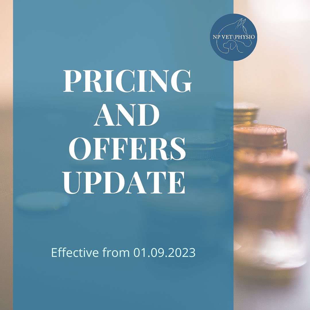 ๐น Pricing and Offers Update ๐น
From the 1st September there will be a small increase on all Equine Physio appointments (existing bookings will be honoured at their current price)๐ด.
Canine physio appointment prices will be unchanged โ
.
๐ฐNP Vet Physio recognises that the cost of living and caring for animals is ever increasing, and therefore offers a few ways to help towards or manage your appointment costs โก๏ธ. For more information about these offers please see the website at: www.npvetphysio.co.uk/pricing-and-offers
Thank you to all existing and new clients for your understanding and continued support, I very much appreciate you all! ๐ค
๐น๐น๐น
Your appointment cost includes:
๐นReview of information and communication with your vet prior to appointment (and as required)
๐นTravel to your home / yard*
๐นDynamic and static assessment (gait analysis, palpation, range of motion etc), with clinical reasoning to develop treatment plans
๐นPhysiotherapy treatment - includes manual therapy and electrotherapies as appropriate
๐นFollow up advice and exercise prescription
๐นAssurance of professional status - includes association membership, insurance and regular CPD
*Mileage is charged at distances greater than 20 miles from Breaston, Derbyshire, or West Runton, Norfolk.