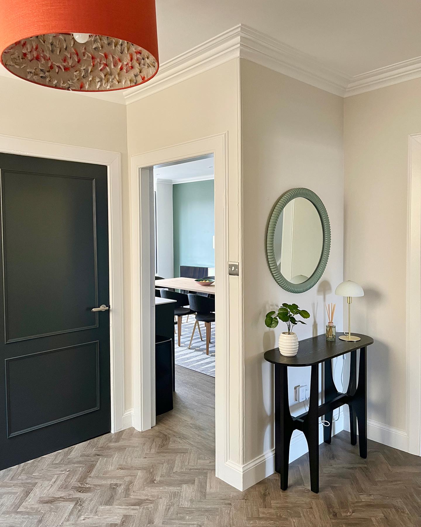 St Andrews Project Hallway – I often think of hallways as an appetizer, I believe they should give you a little taste of what’s to come with regards to the overall style and colour scheme of a home, and work in harmony with the rooms that lead off them.
The first thing I noticed when I walked into the St Andrews property was the coats hanging on the wall, so I knew I’d need to find a better place to hang them, preferably out of sight. We found a little alcove where we built a coat cupboard with plenty of storage which will hopefully help to keep the hallway looking tidy.
We also laid Amtico flooring which would be much more practical than the existing carpet. We chose a lovely colour called Native Grey Wood which works really well in a more contemporary setting. We went for a small parquet design in the hallway to add some interest, then planks in the same colour for the rooms leading off, to keep a sense of continuity whilst moving from one space to the other.
We’ve hopefully created a much more welcoming introduction to the property, whilst ensuring the space is practical for my clients.
Happy weekend all 😊