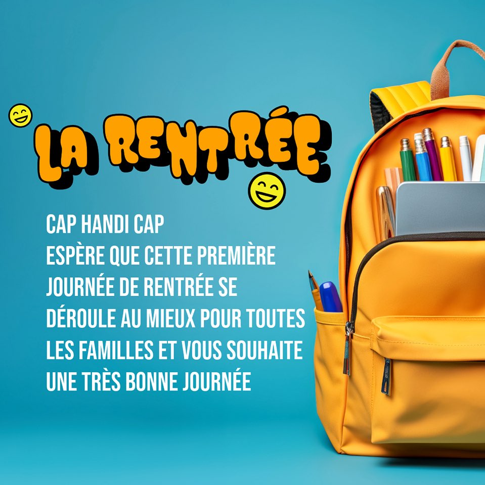 Depuis deux ans, on estime qu’il y a encore 100 000 enfants à scolariser en France uniquement. Parmi eux, des enfants autistes sans solution. Cap Handi Cap, est une association de parents bénévoles qui œuvrent pour la scolarisation de leurs enfants autistes. Nous cherchons les solutions les plus adaptées à nos enfants. C’est notre volonté et cette année encore nous feront le nécessaire.
Bonne Rentrée à vous 💪
.
.
.
#ecole #larentrée #rentrée2023 #autisme