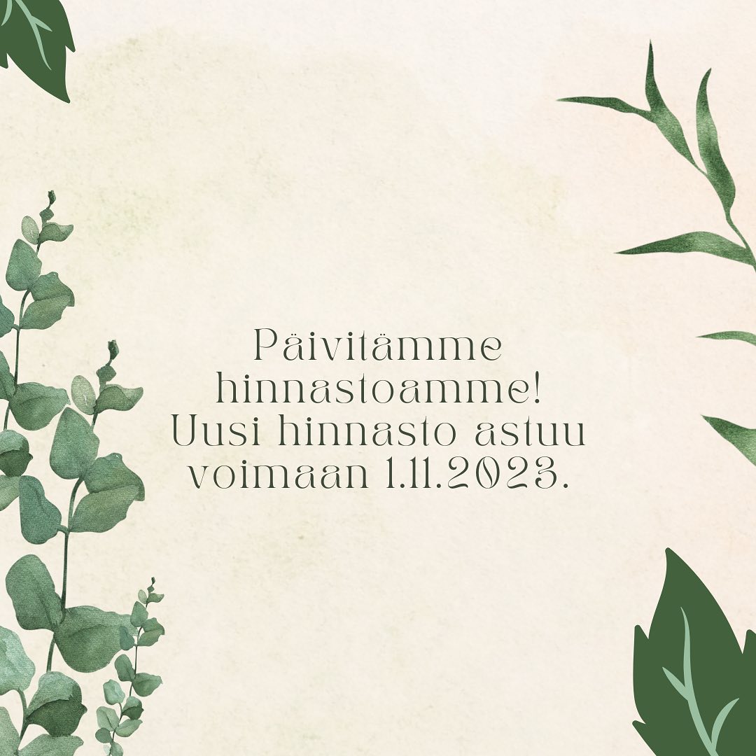 Hinnastomme päivittyy 1.11.2023🌸