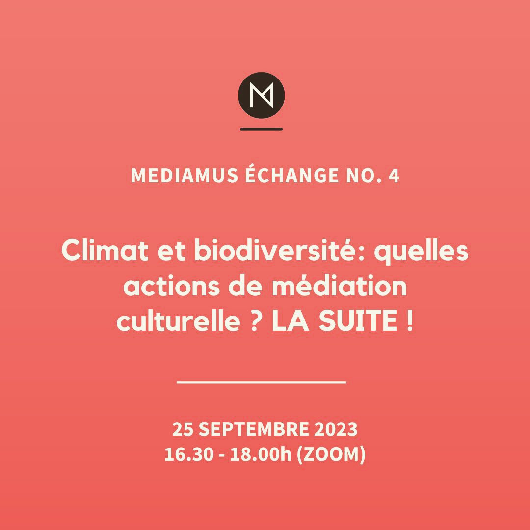 ⥠Le lundi 25 septembre 2023 de 16.30 à 18.00, nous nous rencontrons en ligne pour la 4Úme édition de mediamus échange! Avec nos intervenantes du @meg.geneve, @eprouvette_unil et du @muzoo.ch nous allons discuter du rÎle et de la place des dispositifs de médiation culturelle à l'heure des changements environnementaux.
Par quels types de dispositifs peut-on favoriser la rĂ©flexion chez les publics sur des sujets sciences et sociĂ©tĂ© ? La mĂ©diation des savoirs qui concernent les questions sciences et sociĂ©tĂ© comme le changement climatique doit-elle et peut-elle ĂȘtre neutre, ou bien peut-elle encourager les citoyen.ne.s Ă lâaction ? Comment dĂ©velopper des actions de mĂ©diation « durables » ? La comprĂ©hension de phĂ©nomĂšnes environnementaux complexes favorise-t-elle lâengagement citoyen ? Face Ă des situations prĂ©sentĂ©es et ressenties comme du domaine de "l'urgence," quelle place donner aux liens entre affectes, dĂ©sir et pouvoir dâagir ?
La rencontre se déroulera en français. La participation à l'événement est également ouverte aux personnes qui ne sont pas membres de mediamus. Inscription sur mediamus.ch
Nous nous reÌjouissons dâeÌchanger avec vous !
#médiationculturelle #mediationscientifique #médiationmuséale #changementclimatique #climat
#biodiversité @meg.geneve @eprouvette_unil @unilch @muzoo.ch @lalucarne