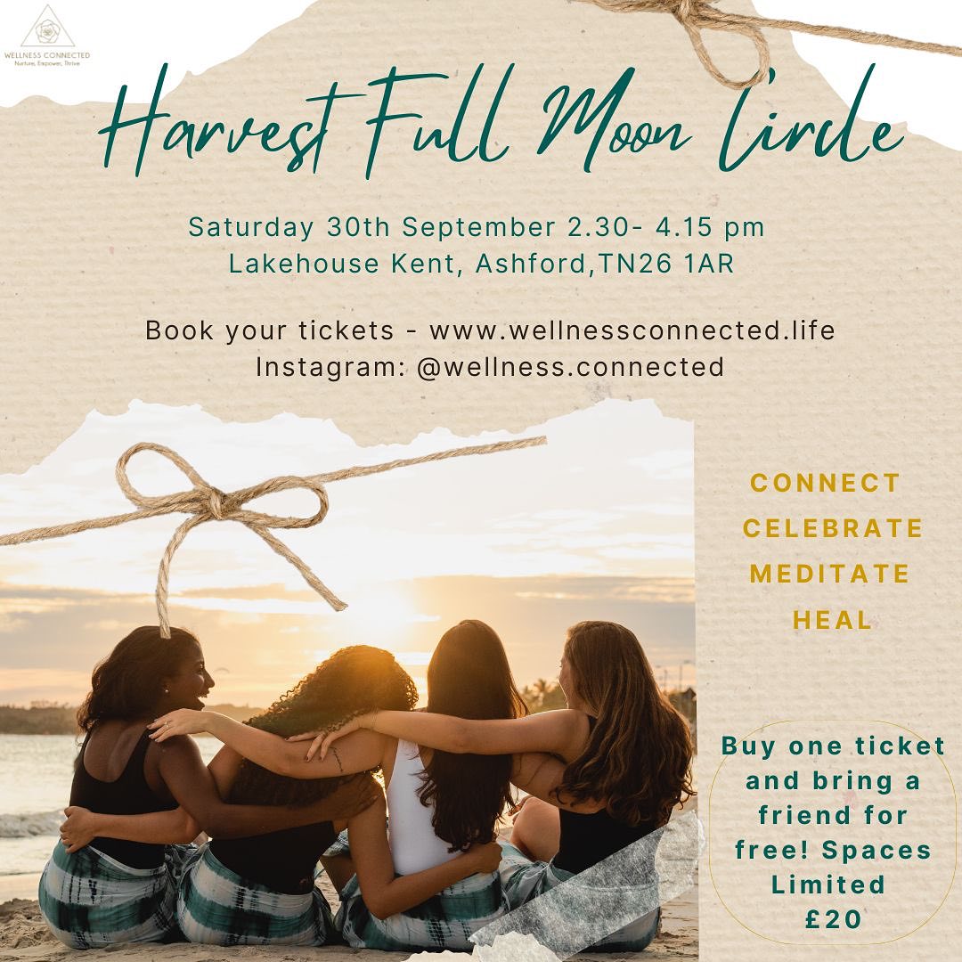 The harvest full moon is all about acknowledging everything that we have achieved and created through all our efforts so far. This is the perfect time to take time to nurture yourself, take stock and sit in gratitude for all the blessings that have come your way. Together, we will go through a journey where we will go through self-enquiry to celebrate all the goodness, release what no longer serves and also call in what we want for the coming months.
I invite you to join me on this full moon circle and let's celebrate and plan together. In this session, you can expect a combination of:
✨ Self Enquiry
✨ Sharing
✨Gratitude Practice
✨ Meditation
✨ Healing
There will be yummy treats and drinks to support us as we connect and grow under the supportive beam of the moon. As a way for me to express gratitude for all that I have called in this year, I am inviting you to bring a friend for free when you book a ticket - please note that spaces are limited. I cannot wait to welcome you!
#HealingSessions #TraumaRelease #InnerPeace #EftHealing #MentalHealthMatters #WellnessJourney #SelfCare #MindBodySpirit #HolisticHealing #InnerHealing #SelfLove #SelfDiscovery