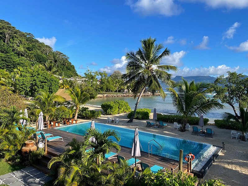 Seas the Day: Falling asleep to the sound of waves and waking up to this view – pure coastal bliss. 🌊🏖️ #BeachfrontEscape #RoomWithAView"