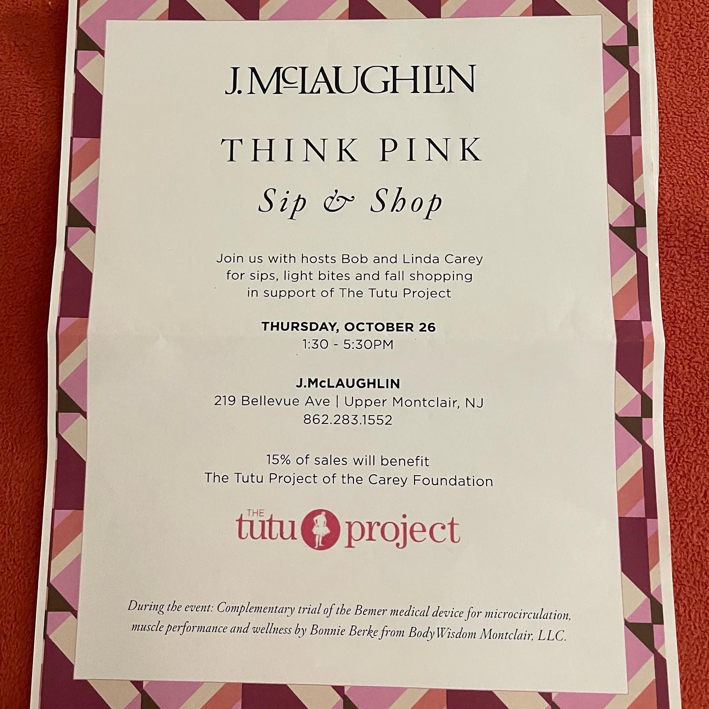 Come and experience the BEMER and support the Tutu Project! Today in Montclair.