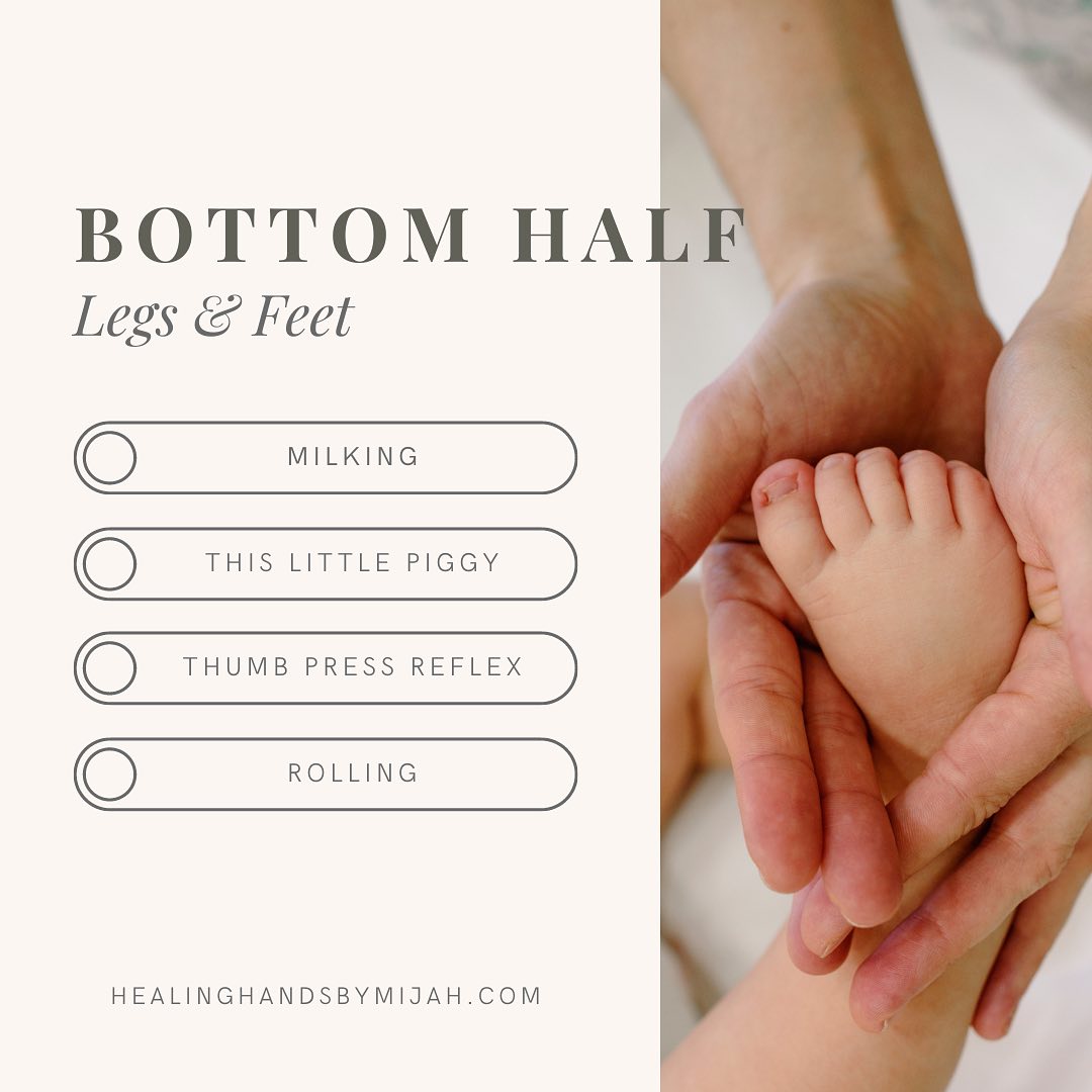 Posting parts of my infant massage course live on my site!
🍑 Bottom half- the legs and feet. These are the powerhouses of your littles development. Lots of motor skills are happening here from the jerking as a newborn, to crawling & eventually learning to walk.
This is not the full routine*
On my site you will find a full body sequence for babies up to 12 months. Of course, you are able to provide these techniques to your older children as well.
Babies are developing skills every day & they need the restorative touch that comes with massage. The same way we get massages to relax our nervous systems and to release sore muscles or aches.
We start with the bottom half as a beginning point when we do our massages.
Milking, the first of our full sequence, to introduce effleurage and the strokes baby will encounter throughout. This little piggy to stimulate each little toe and incorporate singing and play. Then the thumb press to engage those reflexes found on the foot. (Did u know your foot is like a map to your body) on my course I go over 2 key zones - respiratory and digestive (also demonstrated on the second slide) last one I show is rolling to finalize the leg sequence.
Remember to always ✨ask permission✨ before massaging your babe, so that they are able to accept or decline touch. This helps guide them into self autonomy. Never massage a sleepy or crying baby. We want them to guide. Babies are our best teachers 🤍
Courses available on my site:
✨ full body sequence
✨ colic/ gassy
✨ gentle baby yoga
#infantmassageclasses #infantmassageinstructor #licensedmassagetherapist #massageforallbodies #babymassage