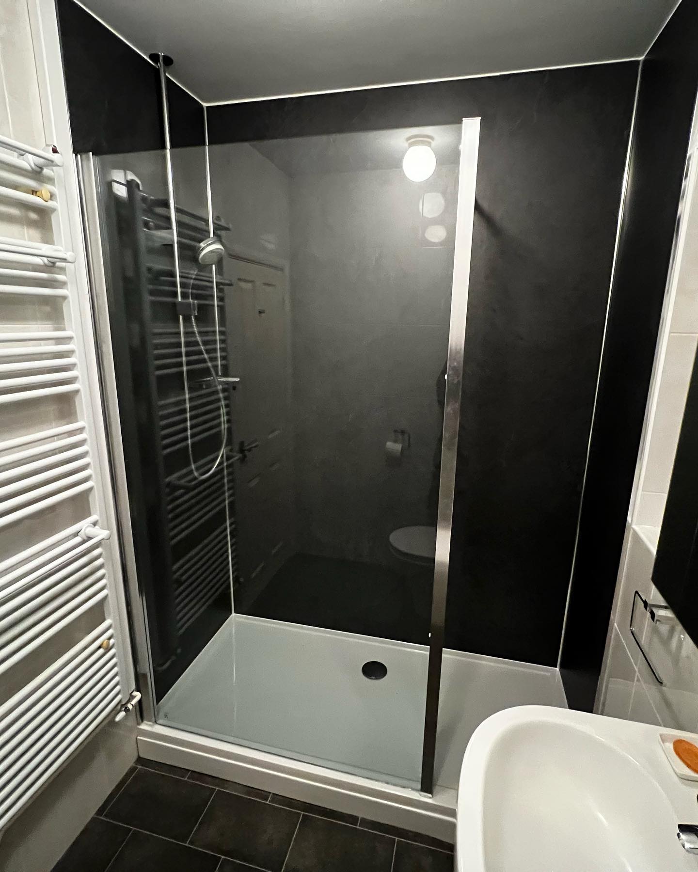 Time to refresh this shower area with some new shower wall boards! Old tiles were staring to look a bit tired and customer was fed up of trying to keep the grout clean. We removed the shower and glass screen. Fitted the new wall boards on top of the existing tiles then refitted the existing shower and glass screen. #showerwallboards #bathroomdesign #shower #angmering #westsussex #plumber