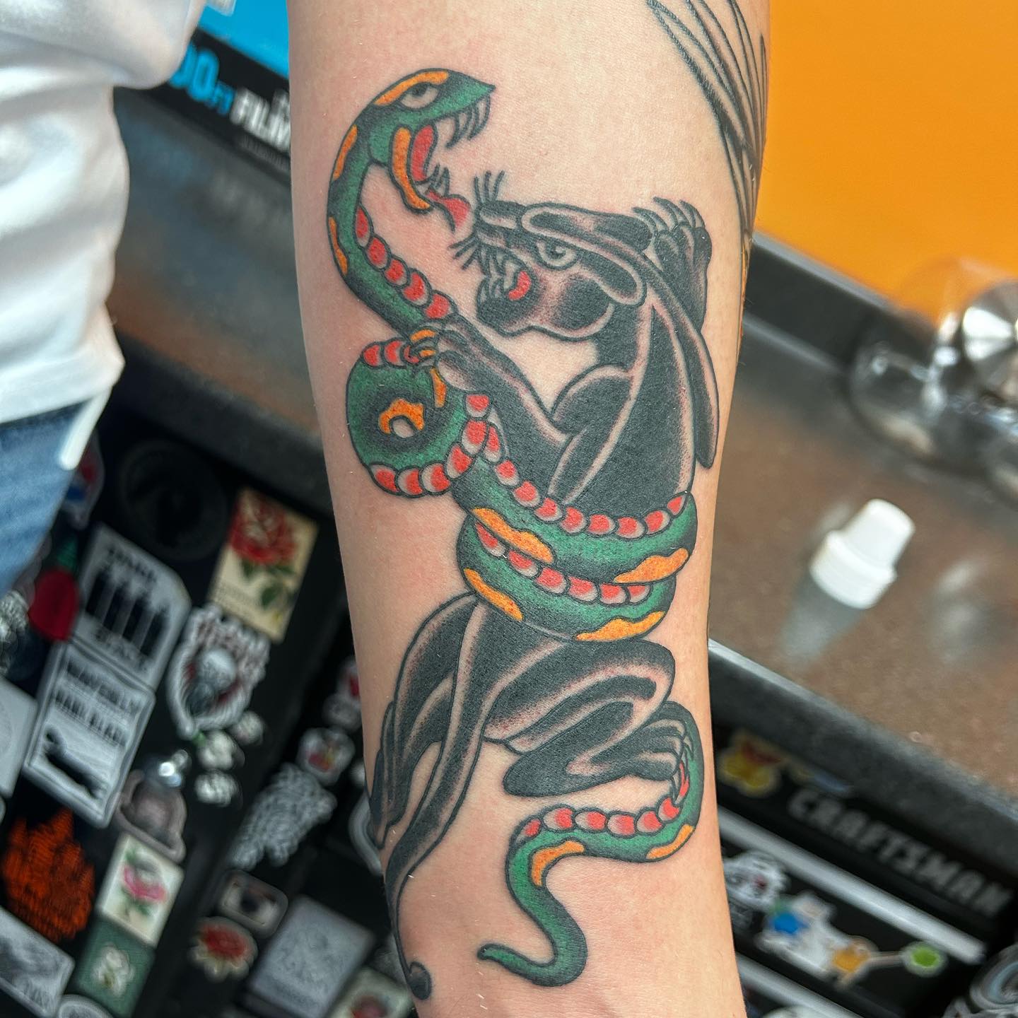 Tiger snake by @jerrybladestattoo
Text him for appointments & consultations 786-505-3519