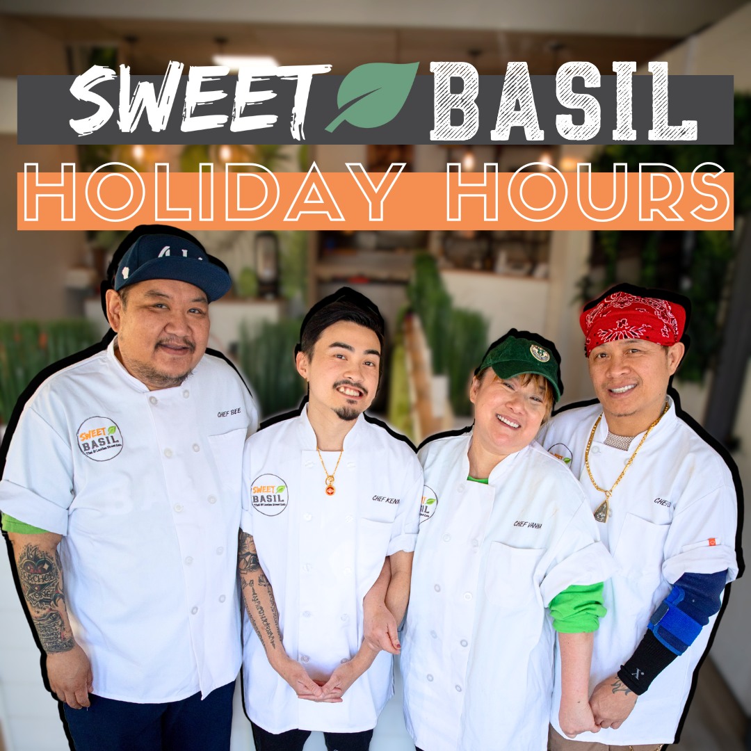 Hey SB Fam! Here's the holiday hours for this week into next:
11.21 Tues: Open 3pm to 8pm
11.22 Wed: Open 3pm to 8pm
11.23 through 11.27: Closed for Thanksgiving festivities
11.28 Tues: Open and resuming normal business hours
Our Google hours are always accurate so if you need to search it up quickly, refer to our Google maps listing.
You all already know how much we believe in the importance of family and gratitude.
We're incredibly thankful for your support of our time off and we can't wait to see you when we're back in action next week!
Love,
The Sweet Basil Family