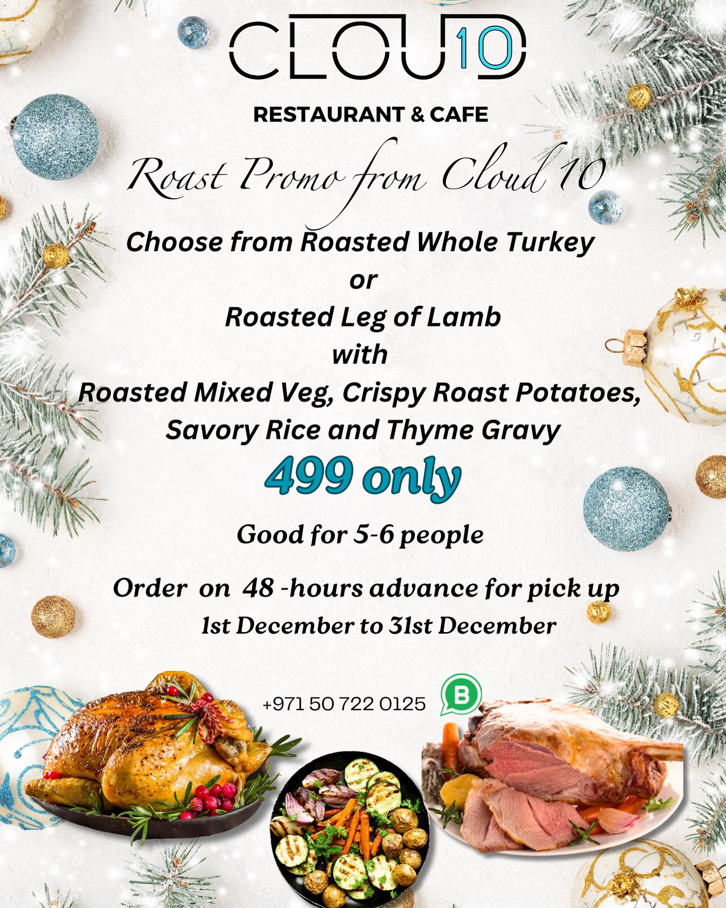 WhatsApp your festive order and simply collect.