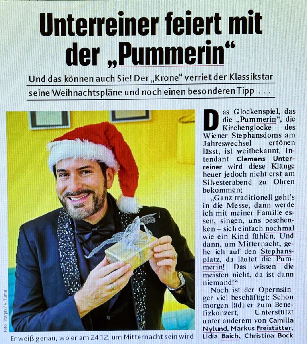 Für unsern Präsidenten Clemens Unterreiner beginnt Weihnachten schon morgen 🎶🎄 mit unserem großen Benefiz Weihnachtskonzert - UNTERREINER & FRIENDS 🎶🤩🎄🎵Die Kronen Zeitung und @eberhoefermaria wissen auch schon wo und wie er heuer den Weihnachtsabend feiern wird 🎶🎄🎵Restkarten für das morgige Konzert unter www.hilfstoene.at/tickets #ClemensUnterreiner #kammersänger #ViennaBaritone #unterreineropera #unterreiner #intendant #operburggars #oper #opera #charitygentleman #hilfstoene #operasingers #operalover #benefizkonzert #weihnachtszeit #Christmas #musik #news #kultur #OperaNews 📸©️A.Tuma Kronenzeitung