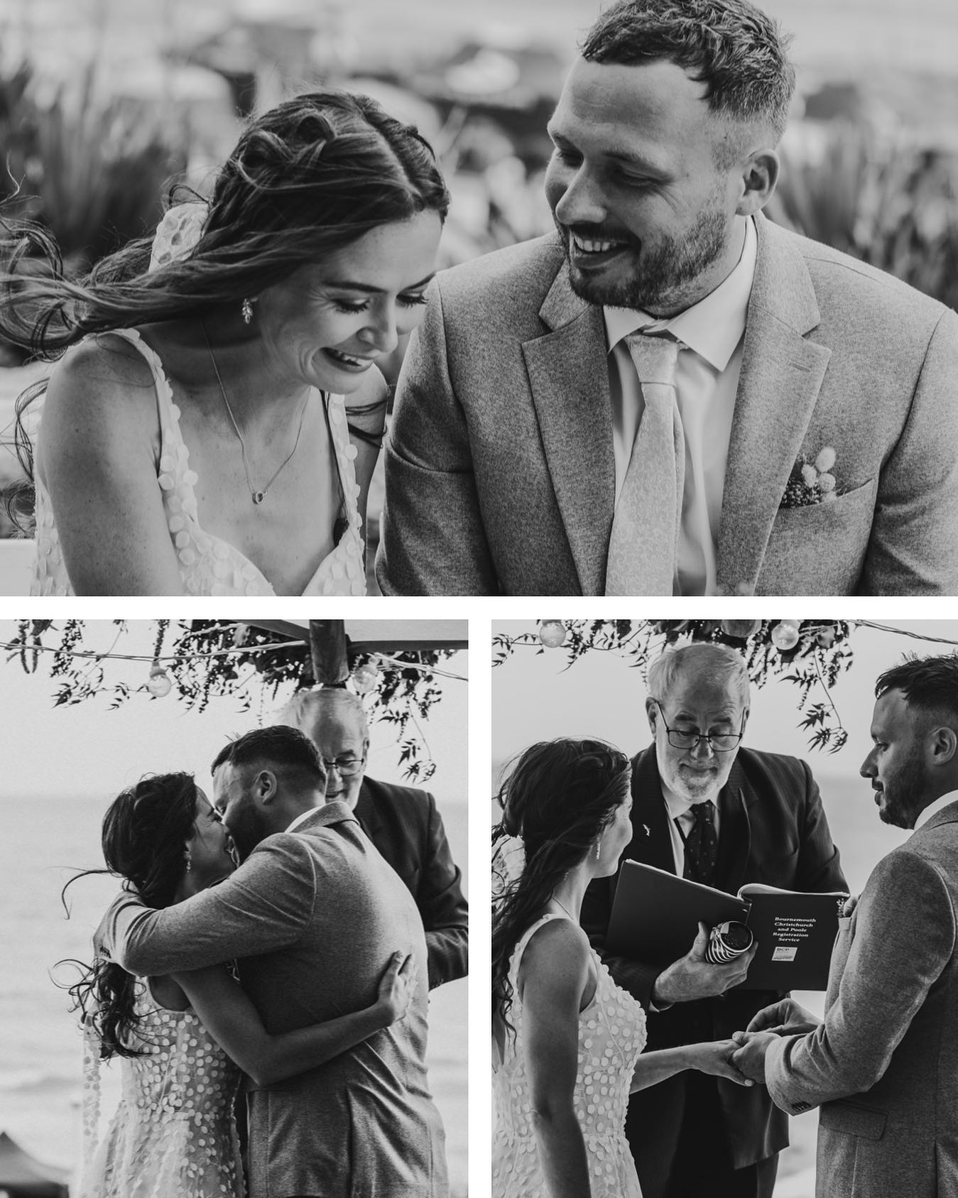 Mono Monday pages homage to the bride & groom. This is Aaron & Grace vowing to love one another near the golden sands of Bournemouthโฆ.#pldphotography #weddingphotographer #mono #bride #groom #natural #nikon #bournemouth #family #love #wedding