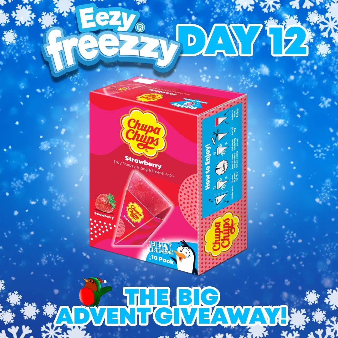 Day 12: Unwrap Today’s Eezy Surprise! 🎁
Day 12 of the Eezy Freezzy Big Advent Giveaway brings you our Co-Branding Creation Chupa Chups Triangles. Perfect for your holiday plans! Swipe to see the growing prize pile. Remember, like and share this post to enter our grand prize draw! 🌟
#EezyFreezzy #Advent #Giveaway #ChupaChupsTriangles