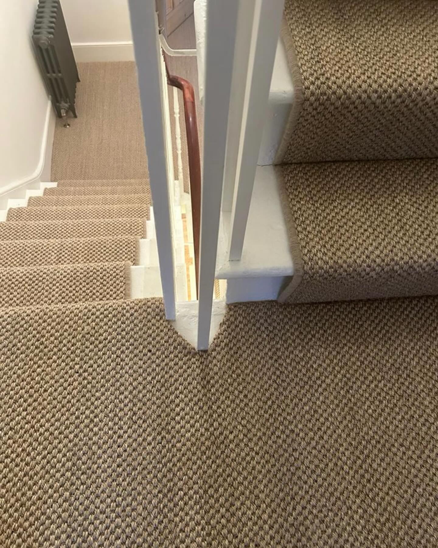 Crucial Trading Sisal Oriental laid to stairs, landing and home office in Islington home. With its thick exotic weave, Oriental is carefully crafted with the finest 100% sisal fibres making it a great sustainable choice.