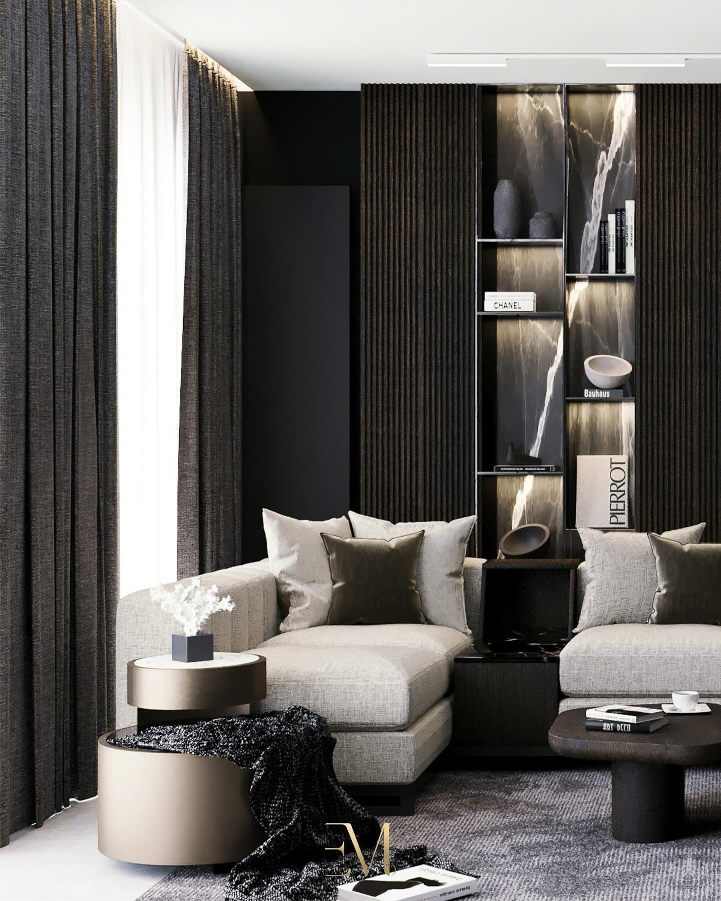 Dark spirit. Light heart.
Indulge in the allure of temptation and the embrace of sophistication with our masterpiece, the “Smoked Eucalyptus” living room.
Dark shades dance in a captivating play, revealing the luxury and modern contemporary essence of this space. It’s a journey into the shadows where elegance meets shimmer, creating an atmosphere of undeniable allure. Step into the dark spirit of temptation, yet feel the lightness in your heart. Experience the epitome of refinement at our interior design studio.
#emdotstudio #emdot #designstudio #gosiablum #designinspiration #howwedwell #LuxuryLiving #ModernElegance #InteriorDesignMagic #liveinspired #decorazioni #mycovetedhome #interiorwarrior #livingroomdesign #modernclassic #luxeathome #luxuryhome #elegantinteriors #maketimefordesign #darkinteriors #onyx #luxuryliving