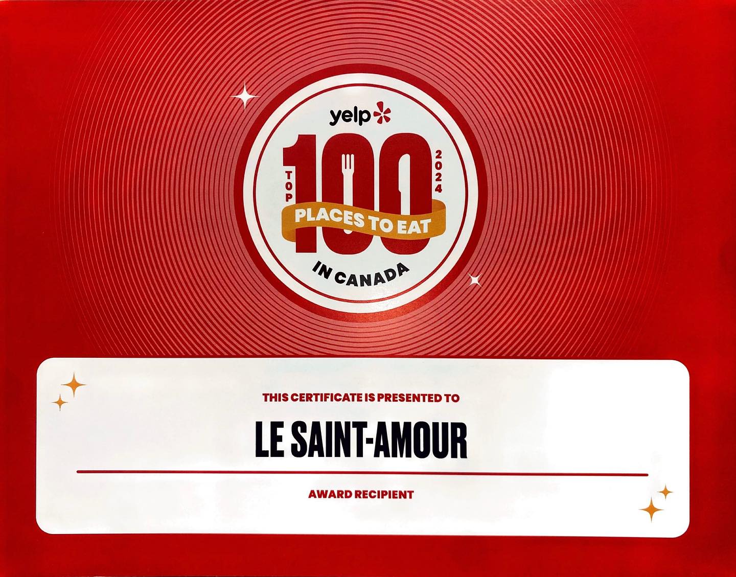 Une autre belle distinction qui reconnaît le travail accompli depuis 1978 par la belle équipe de Jean-Luc Boulay, Maître Cuisinier de France.