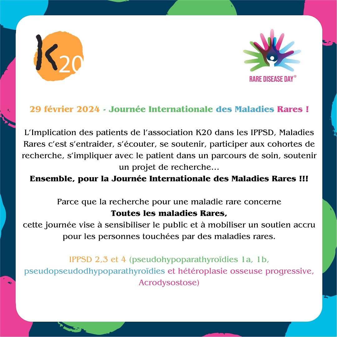 Le 29 février 2024, une journée rare pour les maladies rares !
.
.
.
#29fevrier #29fevrier2024 #rarediseaseday #rarediseaseday2024 #associationk20 #k20 #maladiesduchromosome20 #maladiesrares #rarediseases