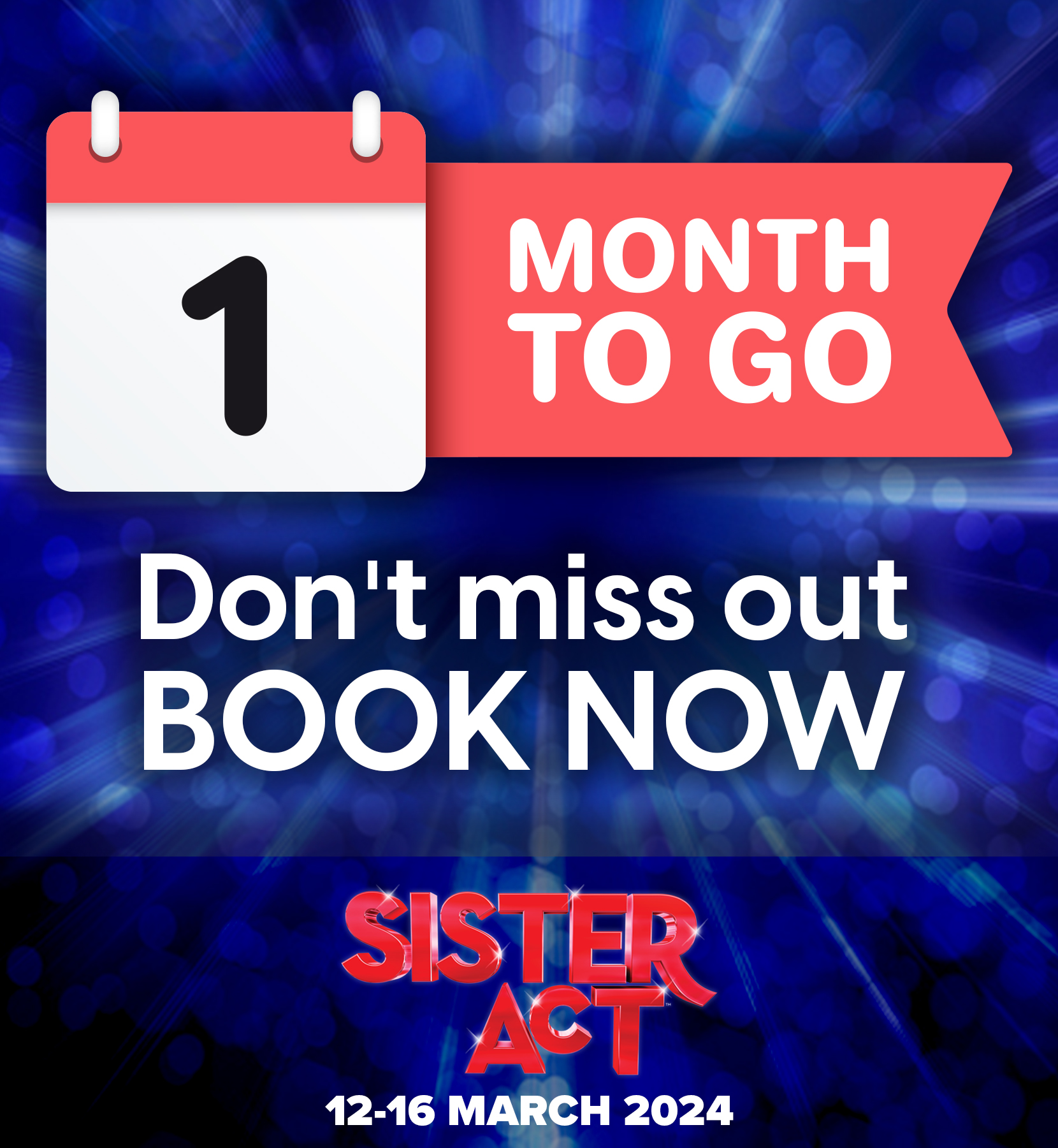 Just ONE MONTH to go until opening night at the Stoke Rep! if you've not booked yet, time is running out - you won't regret treating yourself and your friends to this divine night of live musical theatre! book online at www.nsosltd.org/sisteract or call 01782393333