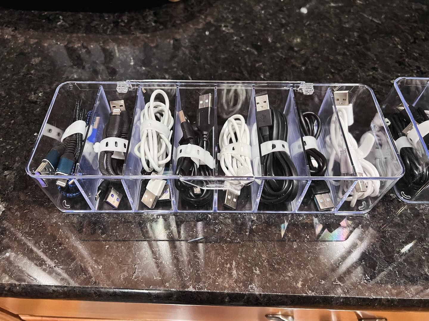 In honor of Valentine’s Day ❤️, I’ll introduce my newest love: these cord organizers. I love that each section holds its own li’l cord. I also love that it has a lid so I can stack them. I got 3 of these to hold all our extra charging cords plus bricks. I also did some serious editing—why do we have SO MANY usb micros and NOTHING that uses them anymore? Message me for the link! #organized #organization #homeorganization #professionalorganizing #professionalorganization #homeorganizer #organizedhome #organizedlife #organizeyourlife #declutter #clearspaceclearmind #innerpeace #cordorganizing