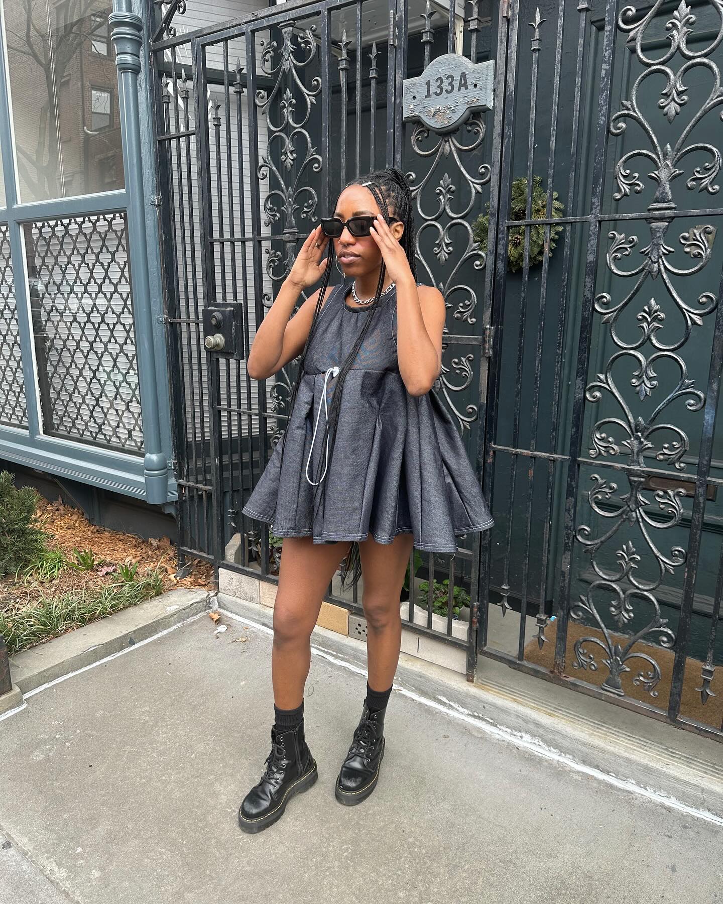 Denim Babydoll on @xo_jenell during @nyfw