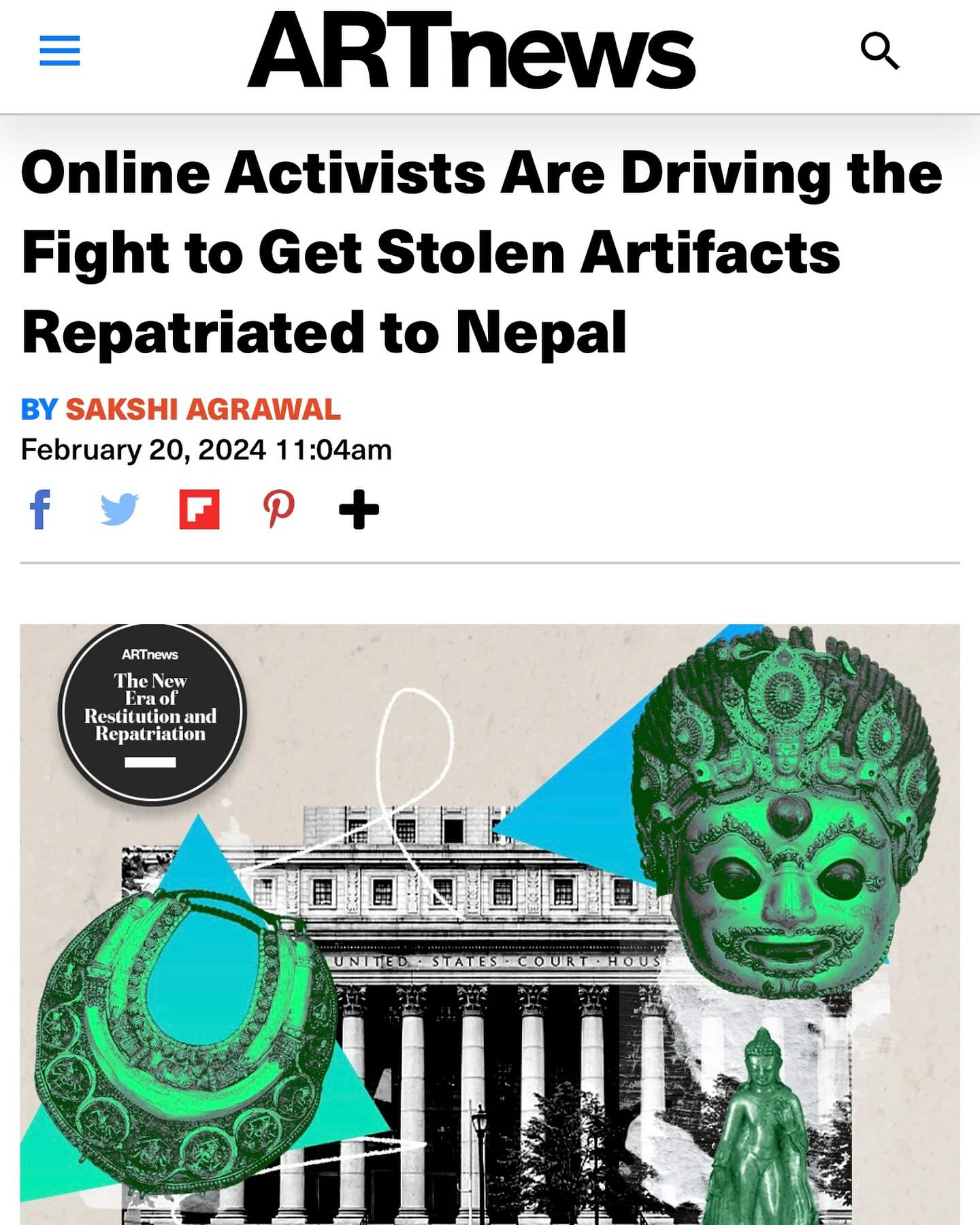 The current push toward repatriation in Nepal is considered by most to have started in 2015, when Lost Arts of Nepal was launched in the chaotic aftermath of a devastating earthquake that rocked the country, killing 8,964 people and injuring 21,952 more. Inspired by the destruction that heritage sites suffered, the founder aimed to document and spread awareness of the country’s lost heritage that was housed in foreign museums, private collections, and auction houses.
And Lost Arts is far from the only Nepalese activist using the internet to push for repatriation. In 2019 Roshan Mishra, director of the privately run Taragaon Museum in Kathmandu, created the Global Nepali Museum, an online archive showcasing thousands of Nepalese objects held in foreign institutions.
In my latest article for @artnews, I spoke to a group of Nepalese activists who, in the past decade, have almost single-handedly jump-started the effort in Nepal to get back thousands of artifacts that were stolen or looted from the country starting in the 1950s and accelerating in the ’70s and ’80s.
Read the article using the link in bio/highlights.
#nepal #nepaltravel #nepalnow #artifacts #stolenartifacts #nepalactivism #activist #activism #art #sculpture #ancientartifacts #nepaliart #nepaliartifacts #sakshireports