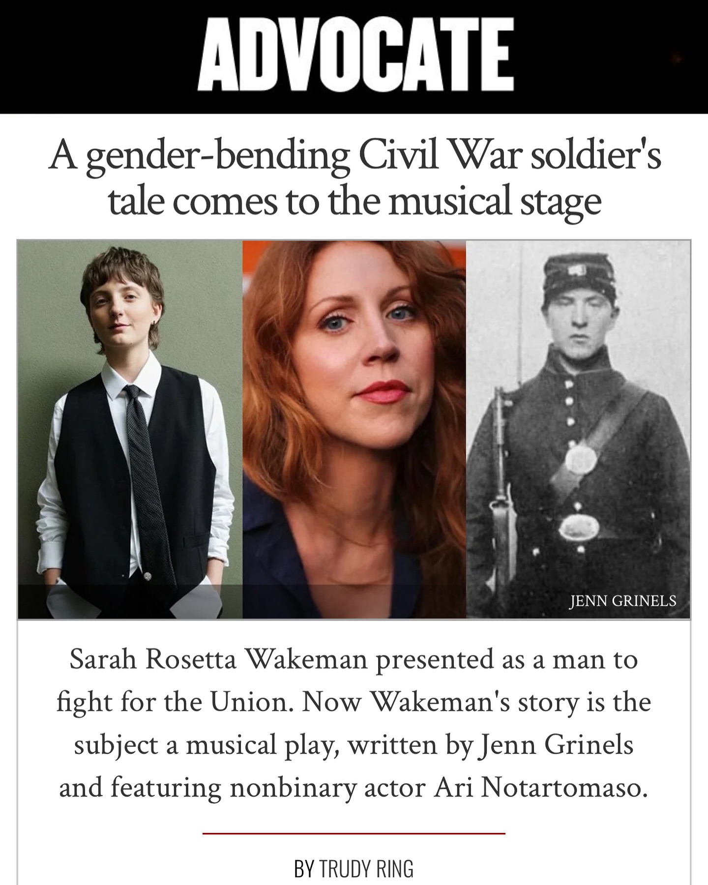 Such a fantastic piece about the musical and its upcoming concerts by Trudy Ring with @theadvocatemag - THANK YOU!! Wakeman concert dates: PORTLAND- Sunday Feb 25; BEND- Thursday Feb 29. Article and ticket link in my bio 🎉