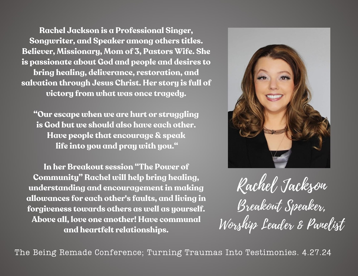 It is such an honor to serve at this event. May the Lord bring healing, deliverance, restoration, and Salvation through sharing the word of God and worship. God is moving in the hearts of people all around, come be a part! This is a free event.