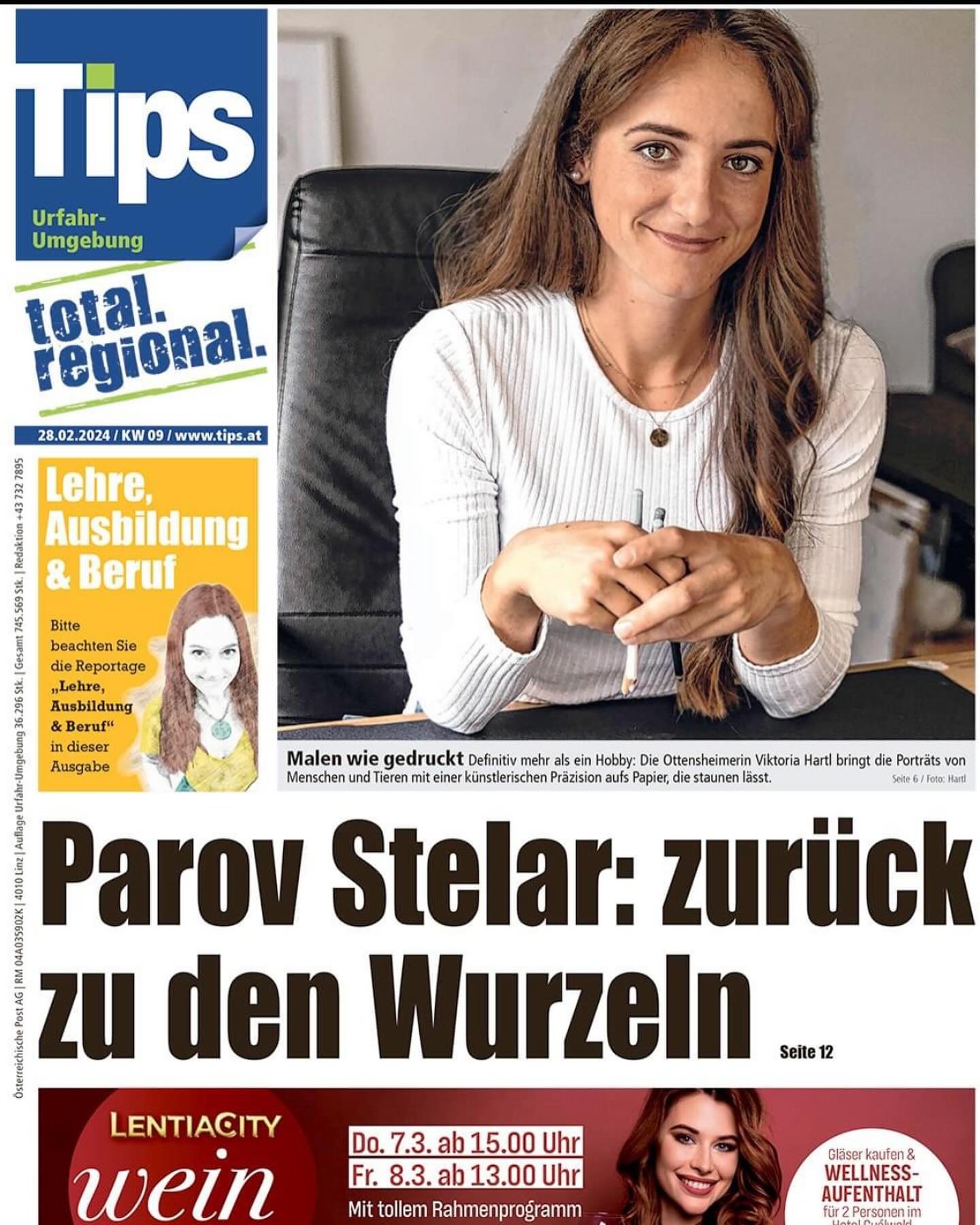 Whoop whoop!😍🤩💥💞
Ich freue mich total und bin ganz hin und weg!
Vielen Dank für diesen tollen Artikel über meine Arbeit in der aktuellen Ausgabe der @tips.at .
Ich darf euch auch verraten, dass es ein kleines Gewinnspiel gibt. Mit etwas Glück könnt ihr ein A5-Porträt gewinnen!🤭😃
Schaut gerne nach!👇
https://www.tips.at/nachrichten/urfahr-umgebung/land-leute/636182-ottensheimerin-malt-wie-gedruckt-viktoria-hartl-bringt-die-seele-von-mensch-und-tier-aufs-papier